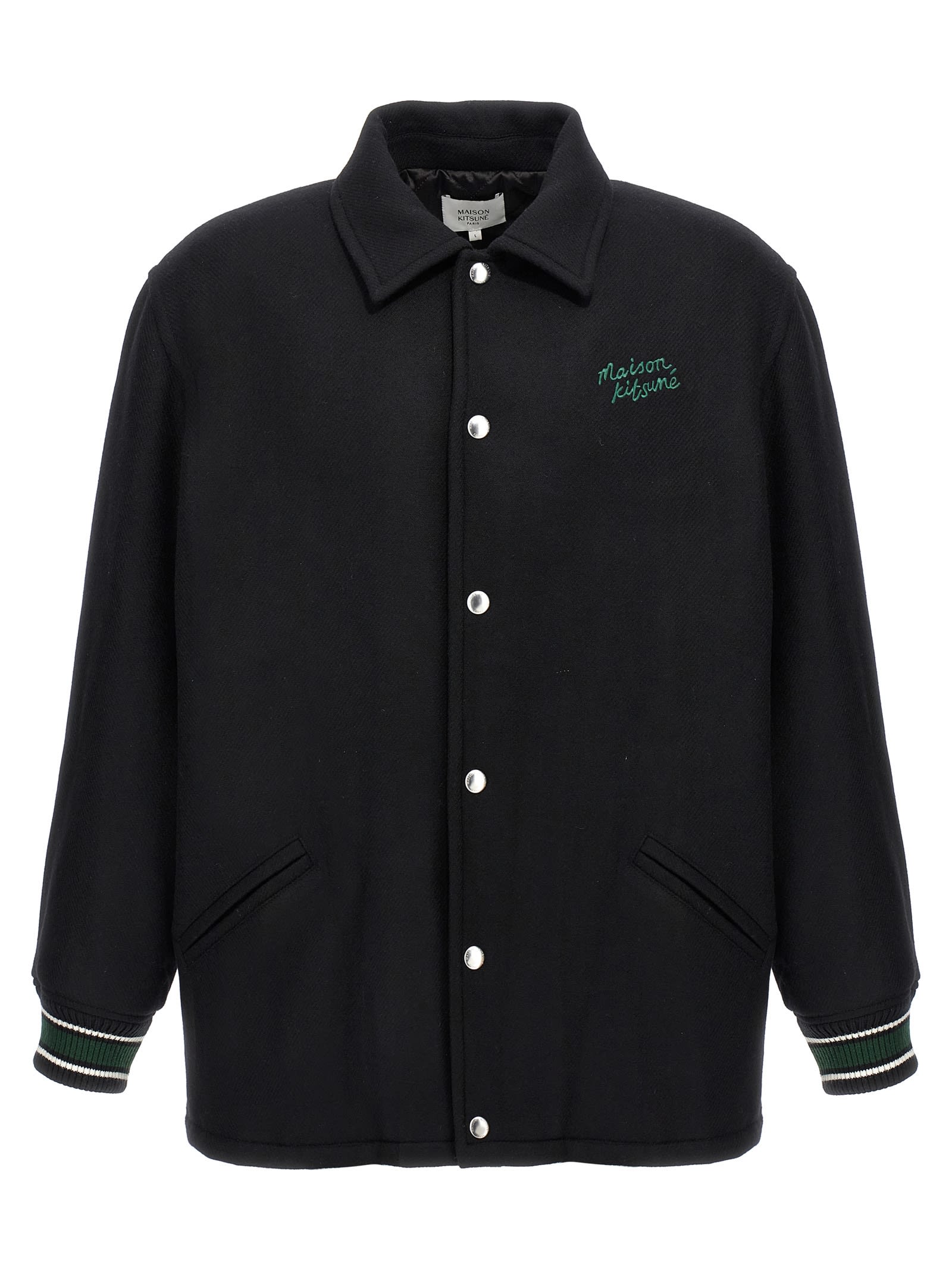 Shop Maison Kitsuné Varsity Jacket In Black