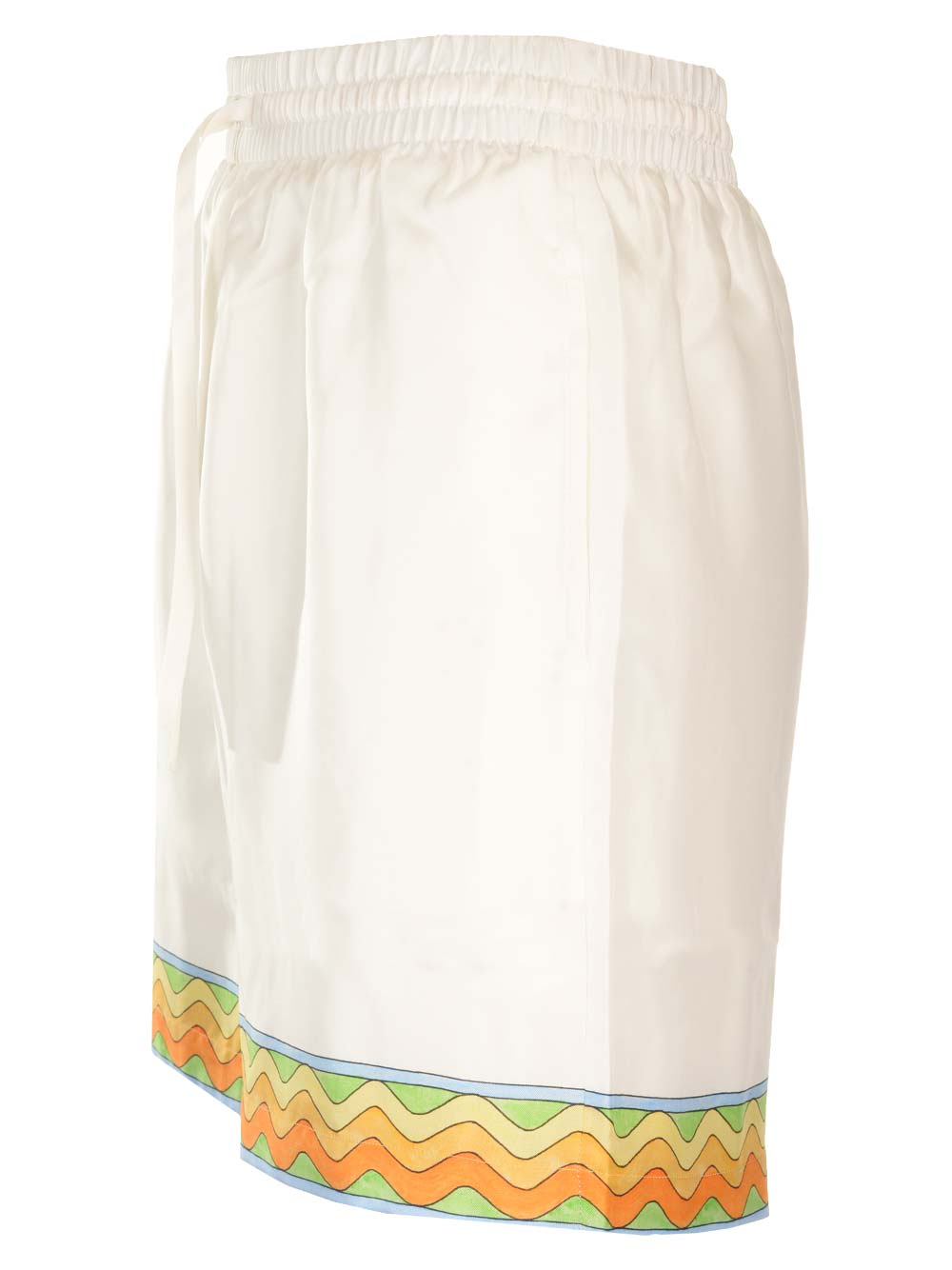 Shop Casablanca Silk Bermuda Shorts In White