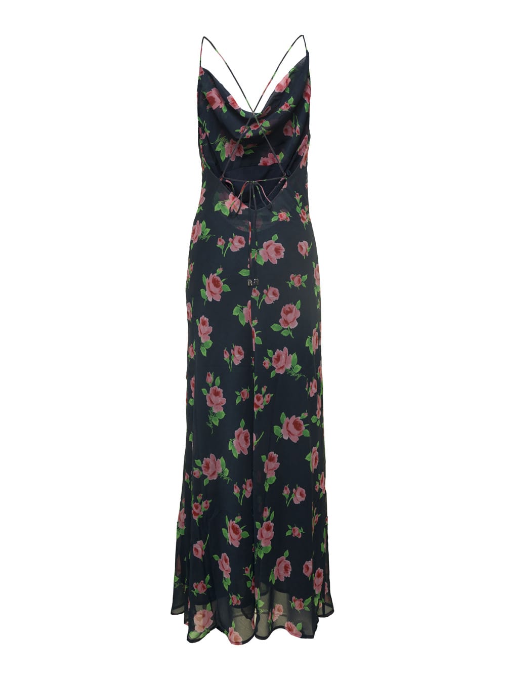 Rotate Birger Christensen Maxi Multicolor Dress With All-over Rose Print In Recycled Fabric Woman In Multicolor