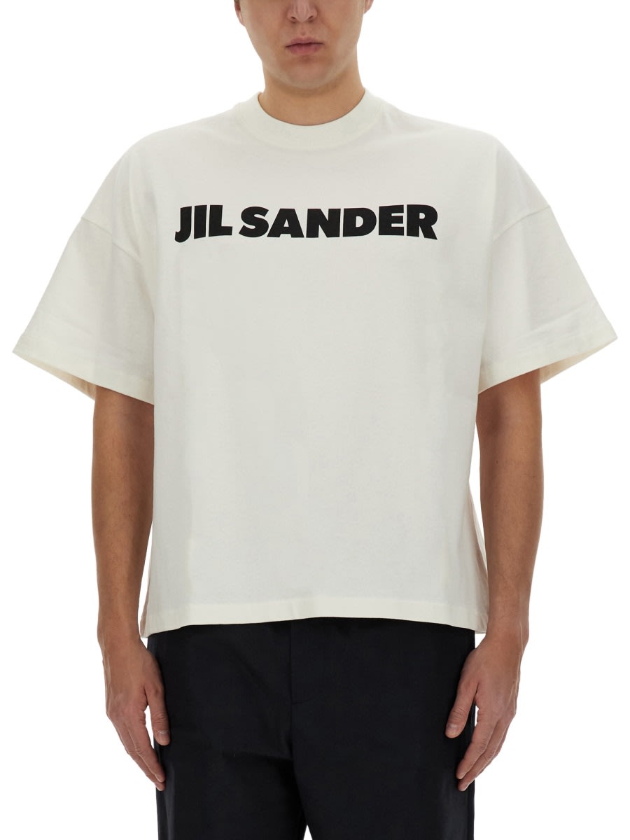 Shop Jil Sander Logo Print T-shirt In Ivory