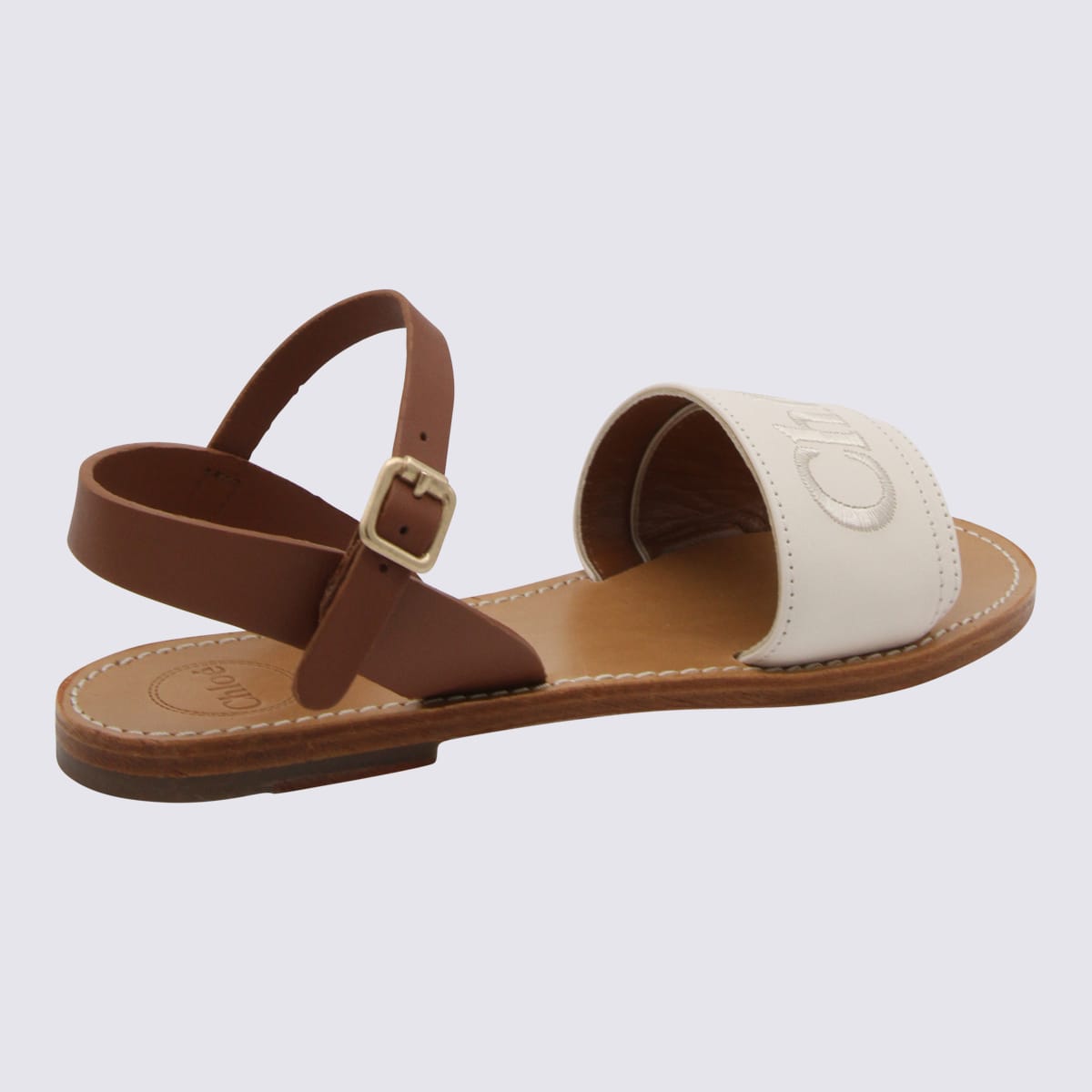 Shop Chloé Avorio Leather Sandals In Ivory