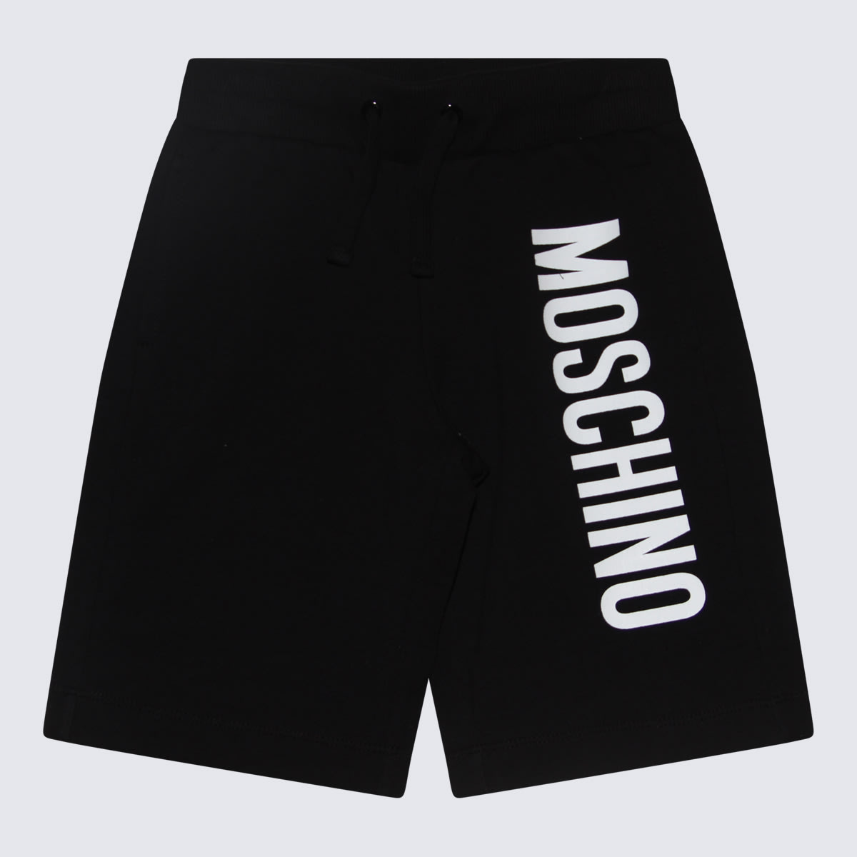Shop Moschino Black And White Cotton Blend Track Shorts