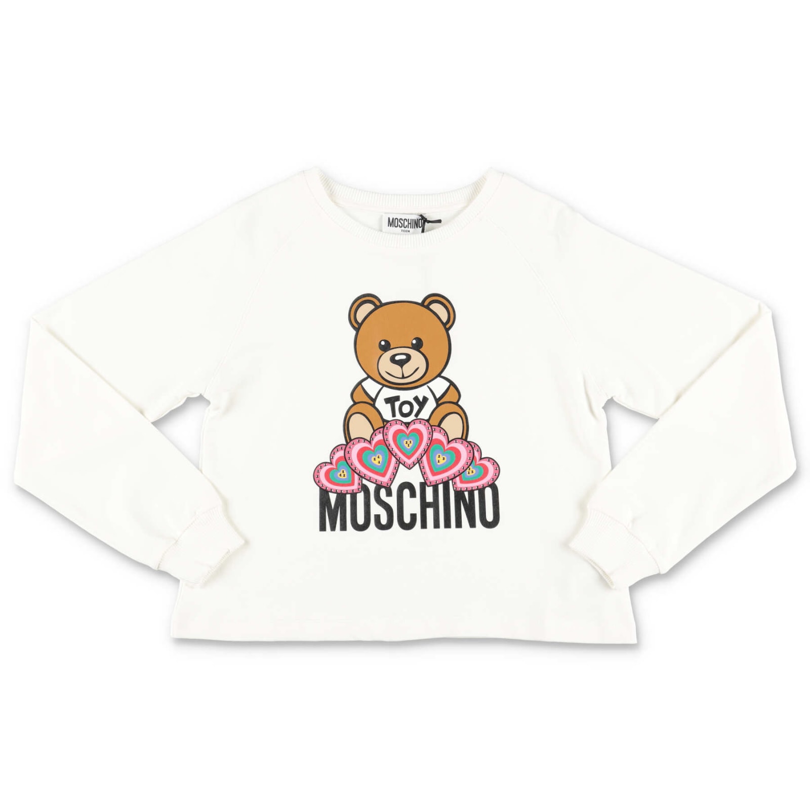 Moschino T-shirt Cropped Bianca In Jersey Di Cotone