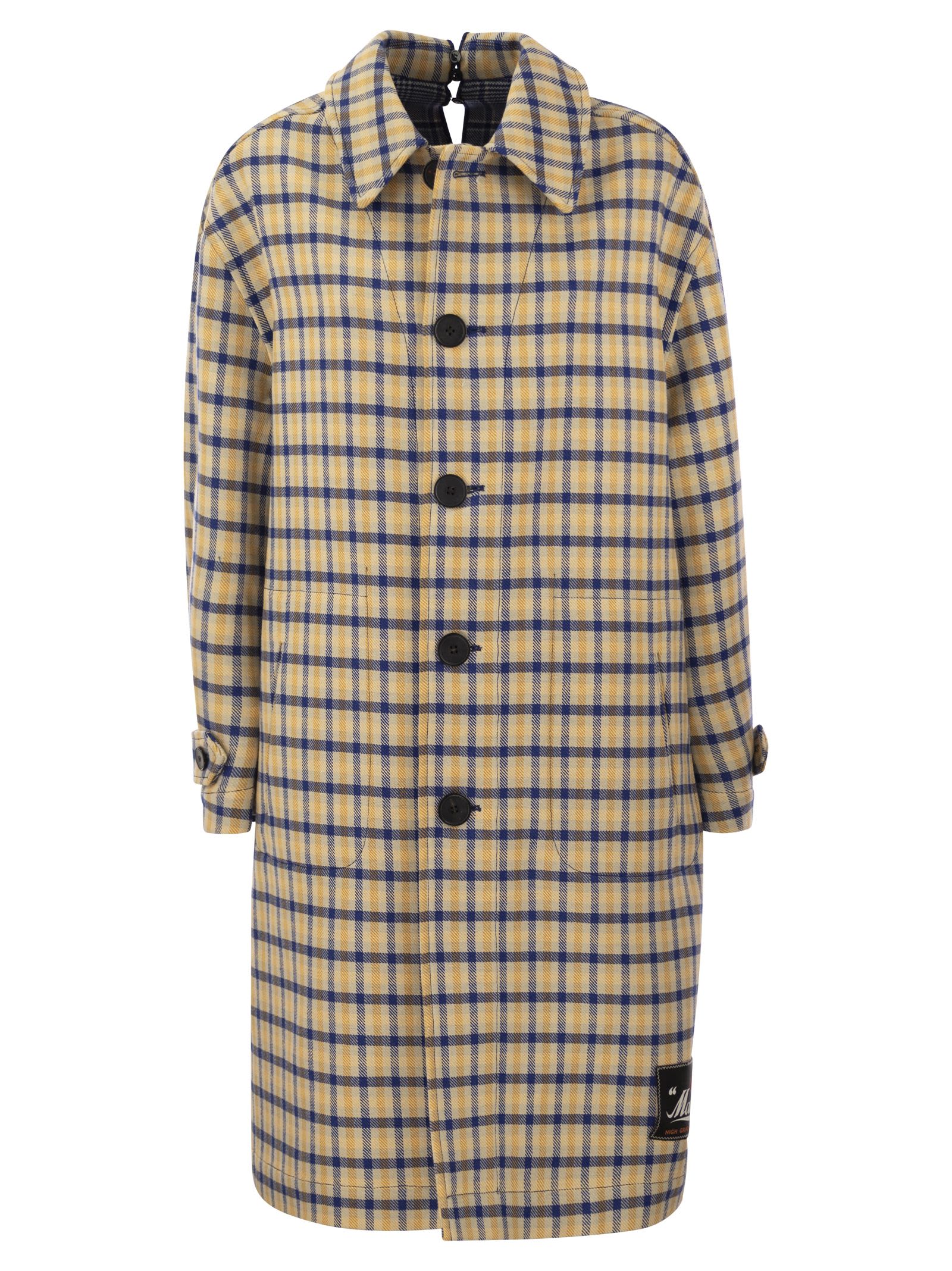 MARNI REVERSIBLE WOOL COAT WITH CHECK PATTERN
