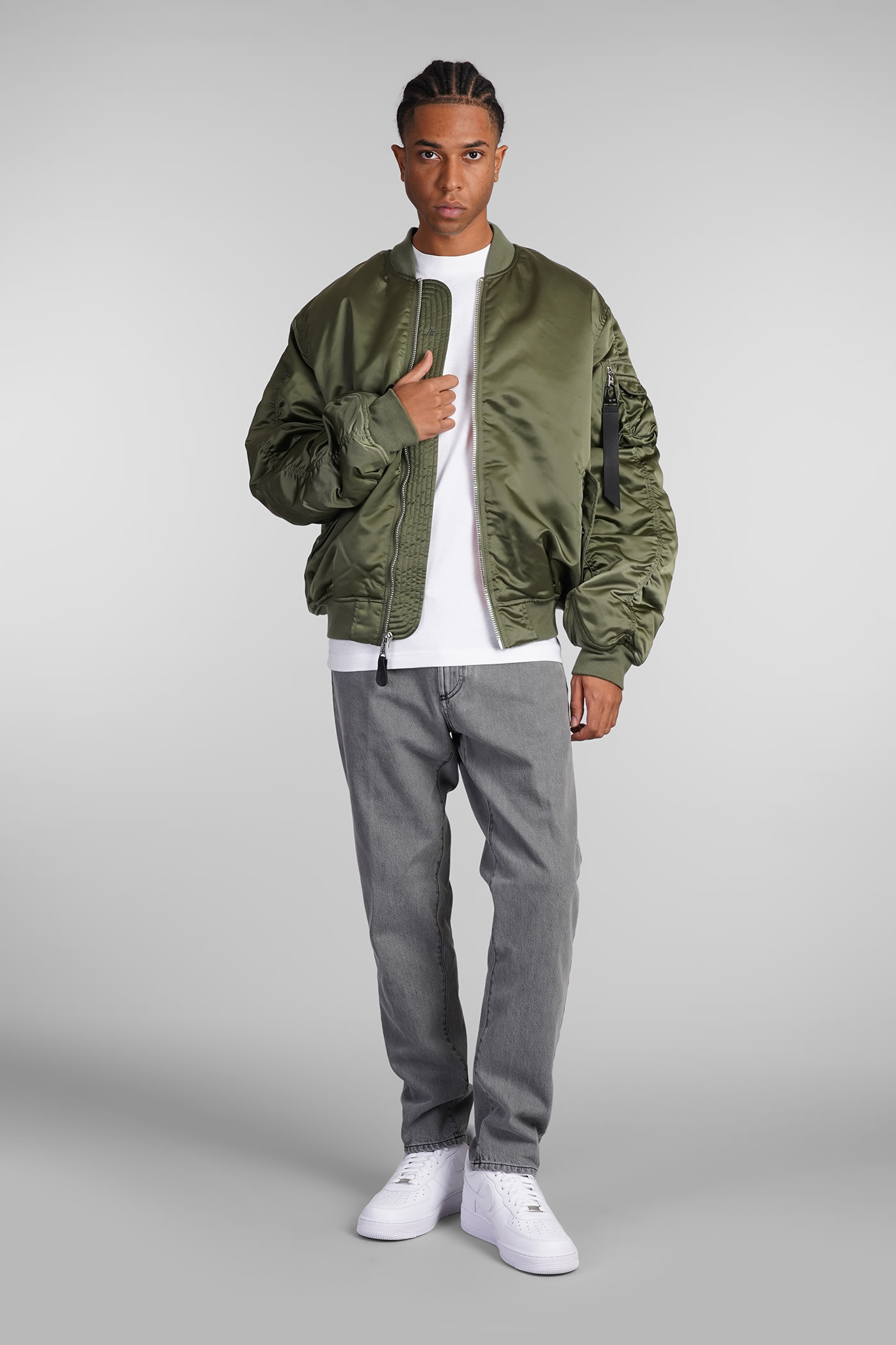 Shop Alpha Industries Ma-1 Uv Bomber In Green Nylon