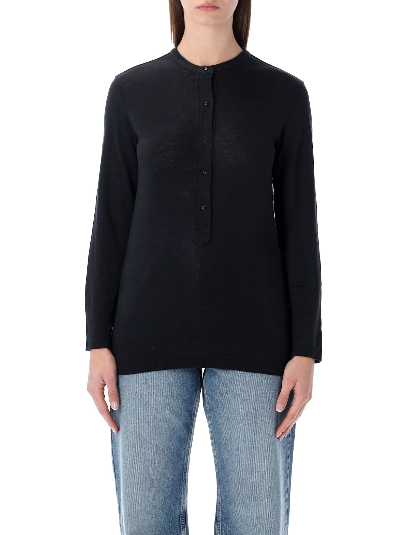Isabel Marant Étoile Lucy Serafino Long Sleeve Round Neck Top In Blue