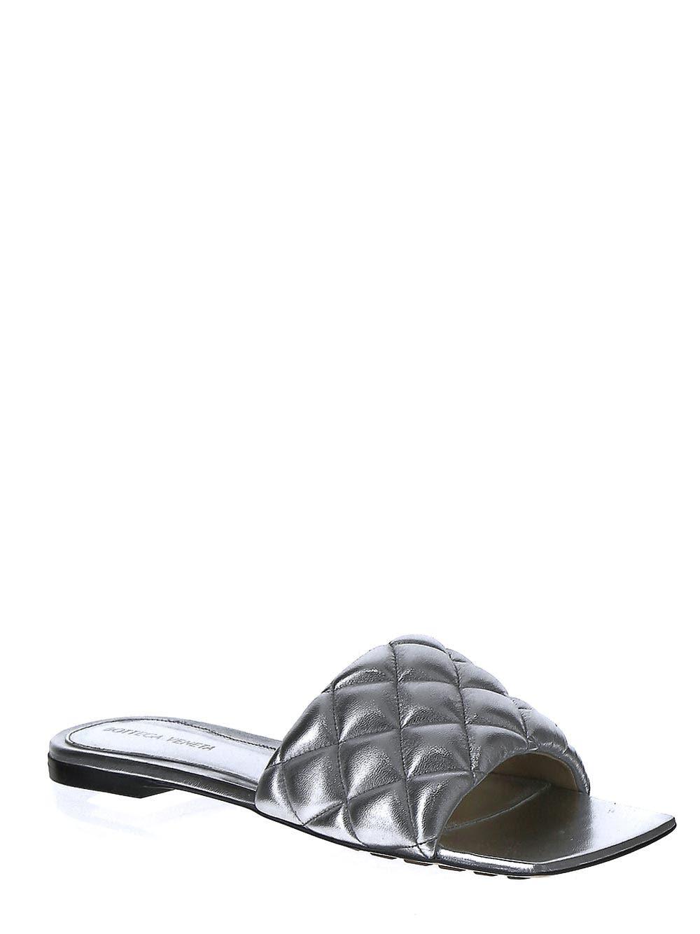 Shop Bottega Veneta Padded Sneakers In Silver