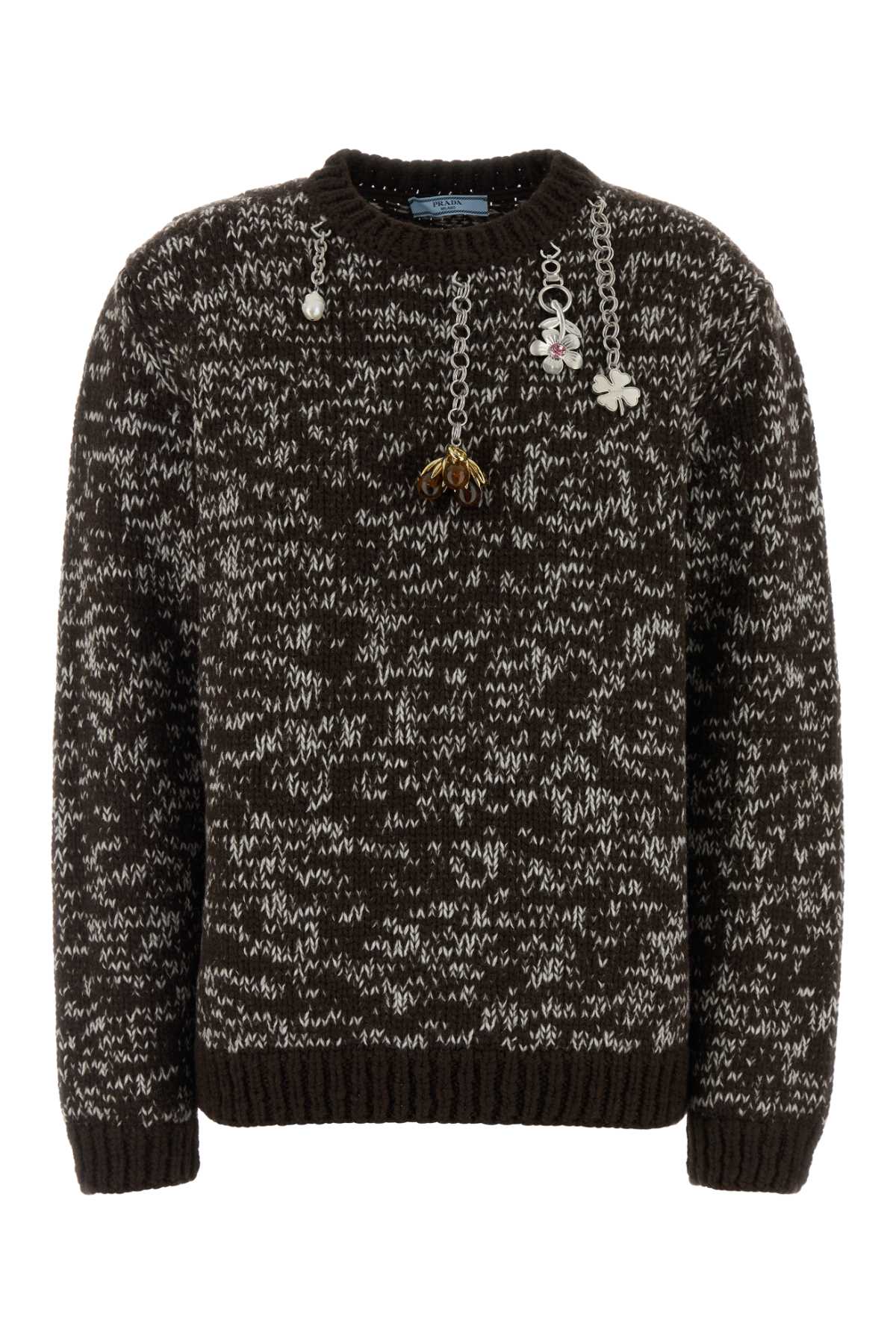 Prada Two-tone Wool Oversize Sweater In Black