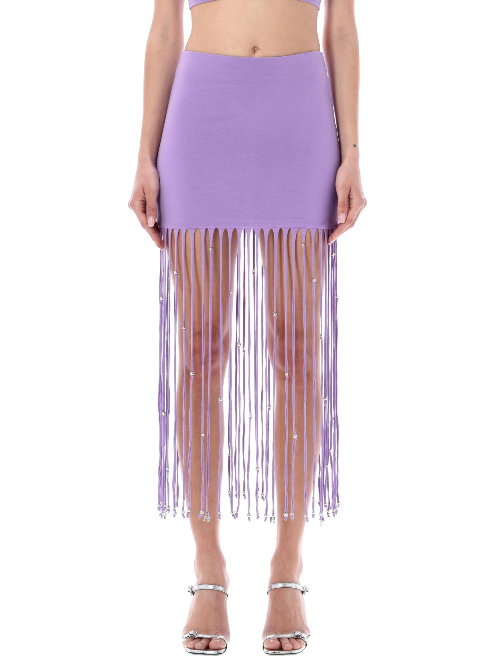 Shop Rotate Birger Christensen Noemi Fringed Skirt In Purple