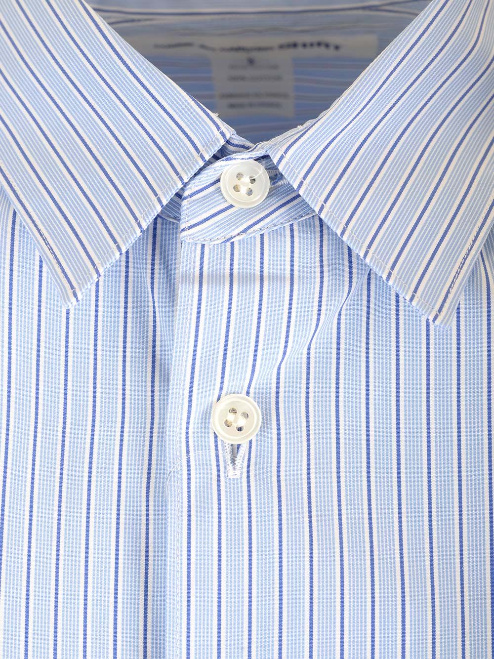 Shop Comme Des Garçons Shirt Striped Cotton Shirt In Light Blue