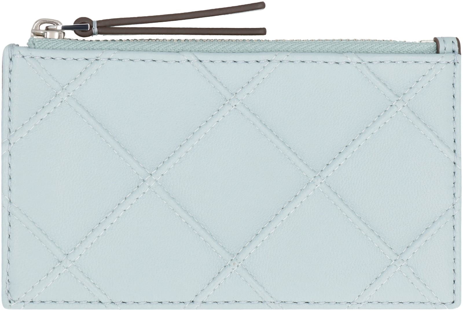 Tory Burch Fleming Quilted Leather Card Holder In Light Blue