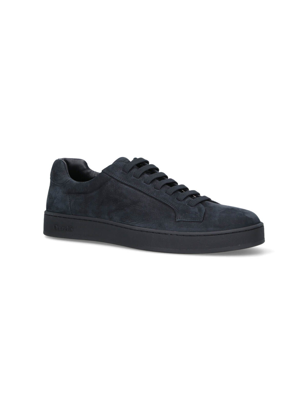 Church's Navy Textured Leather Low-top Sneakers With Rounded Toe Design In Black