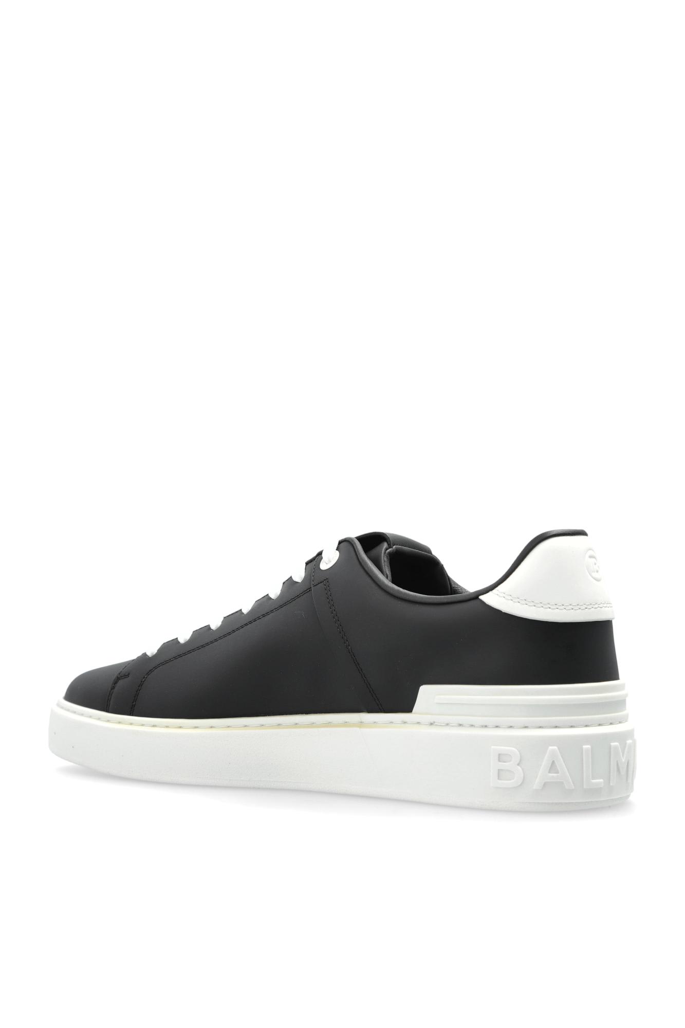 Balmain B-court Printed Calfskin Trainers In Black