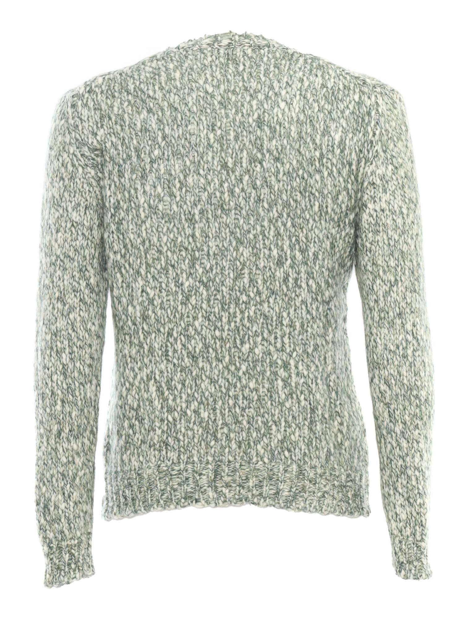 Shop Settefili Cashmere Macro Tweed Knitted Round Neck Sweater In Green