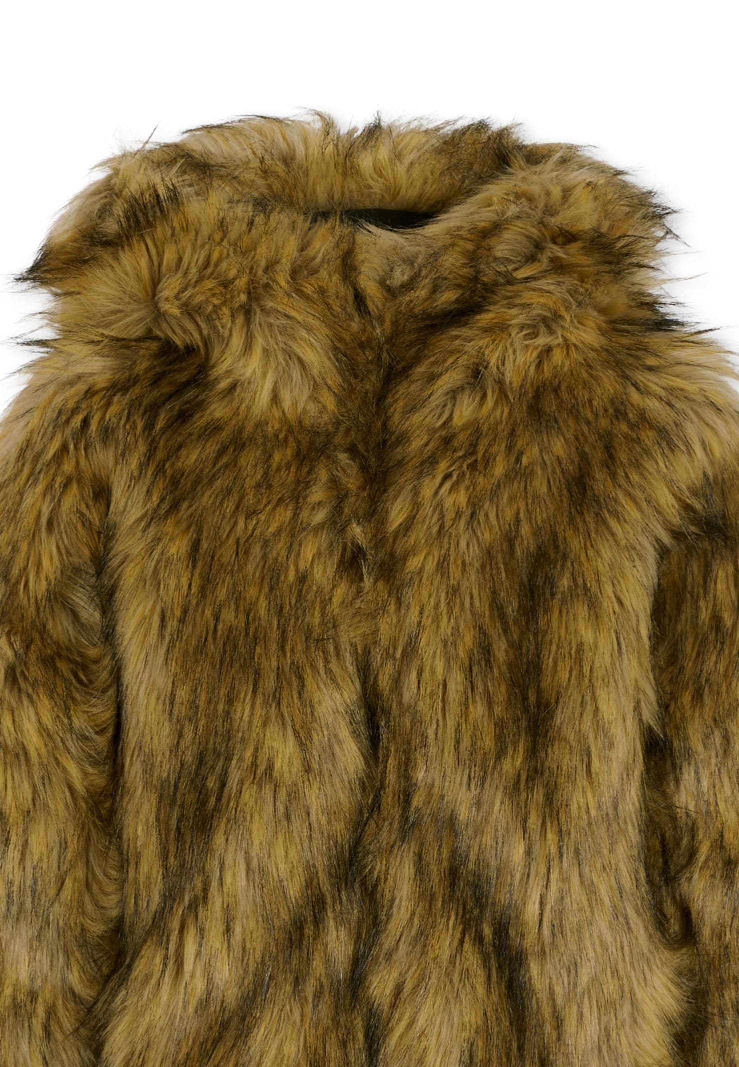 Diesel Brown Faux Fur Coat For Girl In Green