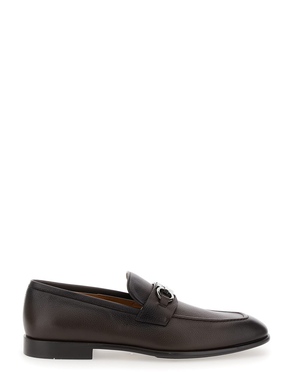 Shop Ferragamo Foster Brown Loafers With Gancini Detail In Leather Man