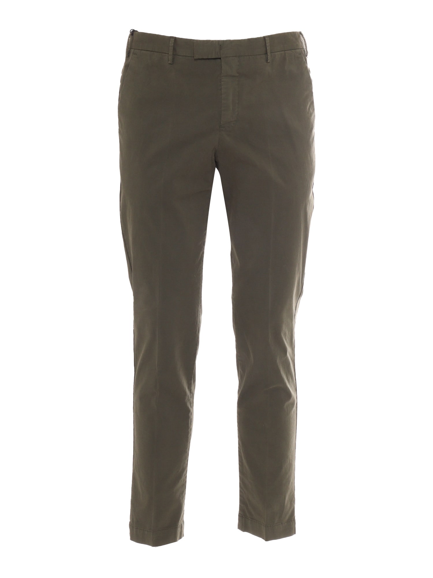 Pt Torino Trousers - Master, Flat Front, Diagonal Pockets, Flap Back Pockets, Finished In Green