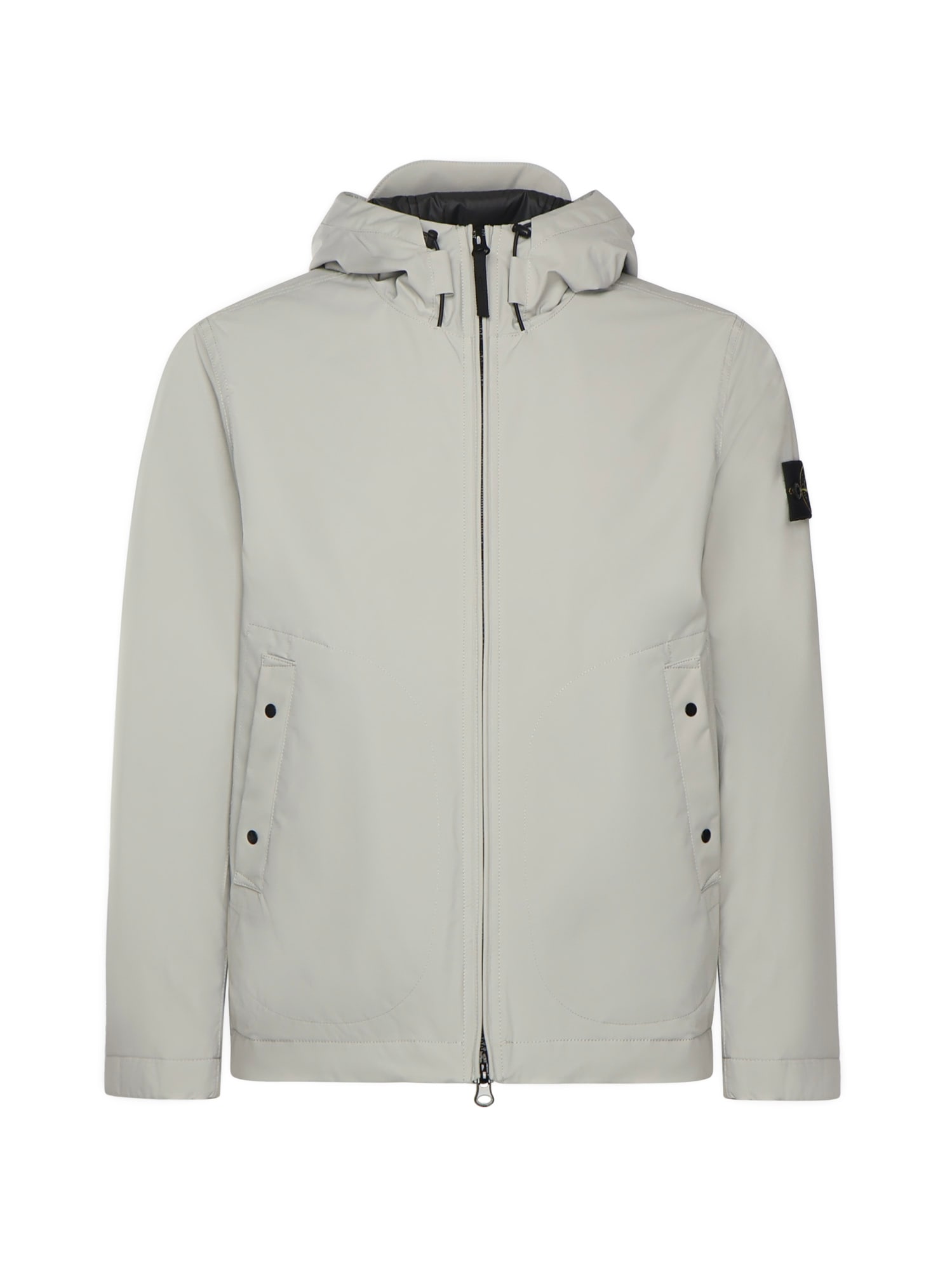 Stone Island Hooded Zip-fastening Jacket In Gray