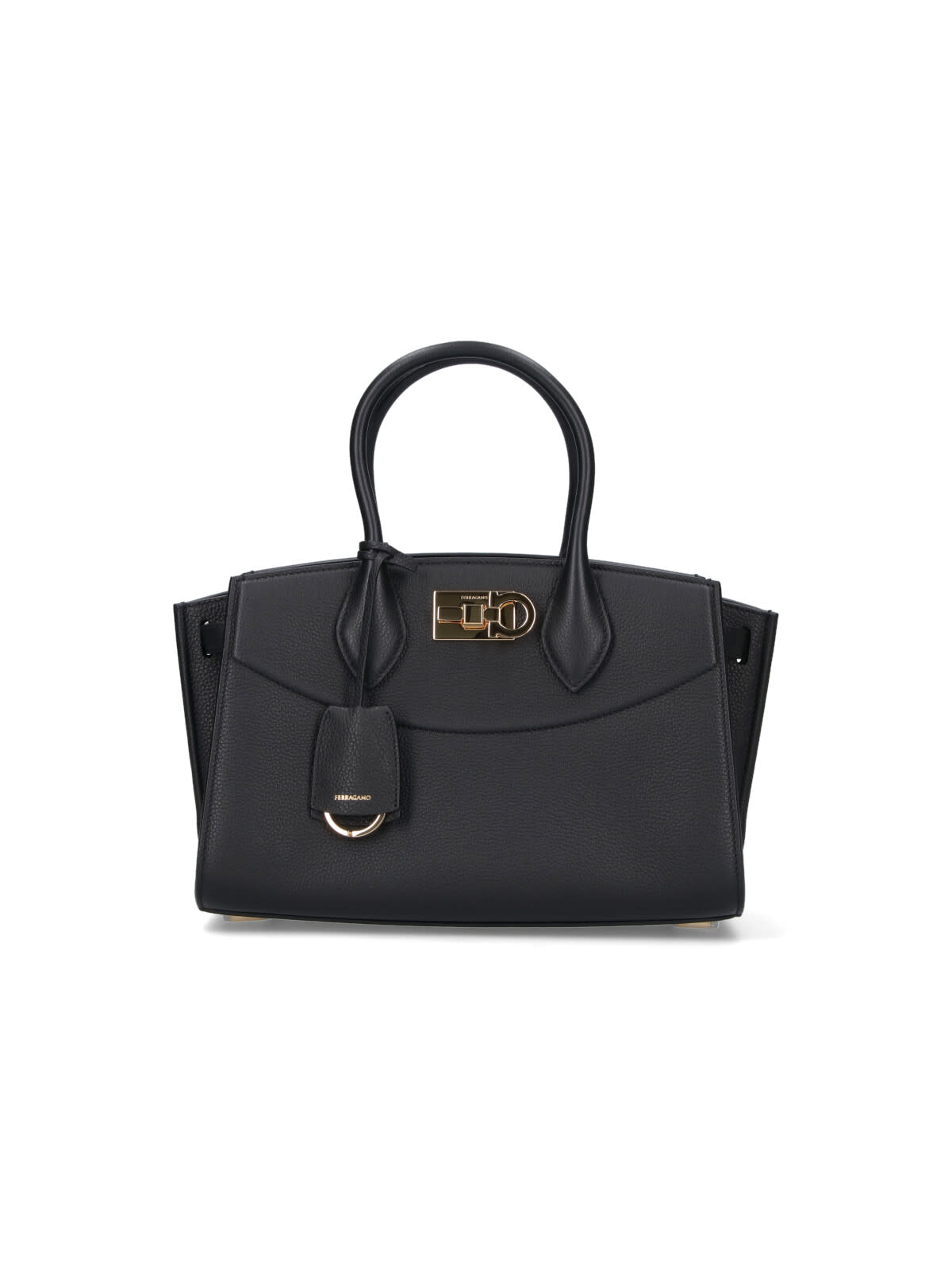 Ferragamo Structured Shoulder Bag Detachable Strap In Black