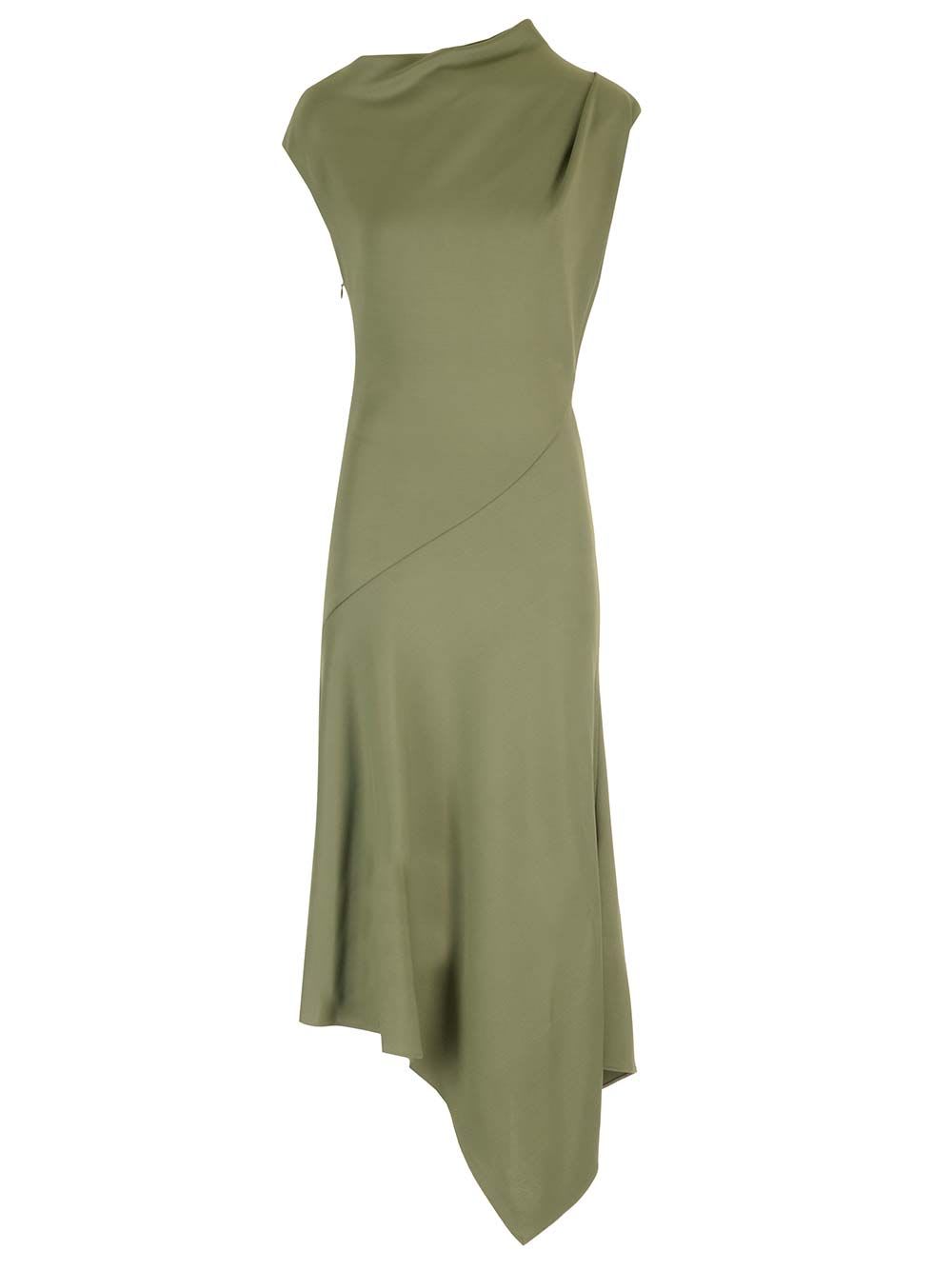 Shop Alexander Mcqueen Asymmetric Dress In Green