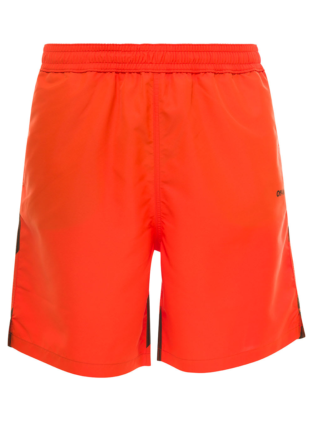 Orange Swim Trunks With Diag Print At The Back In Polyester Man