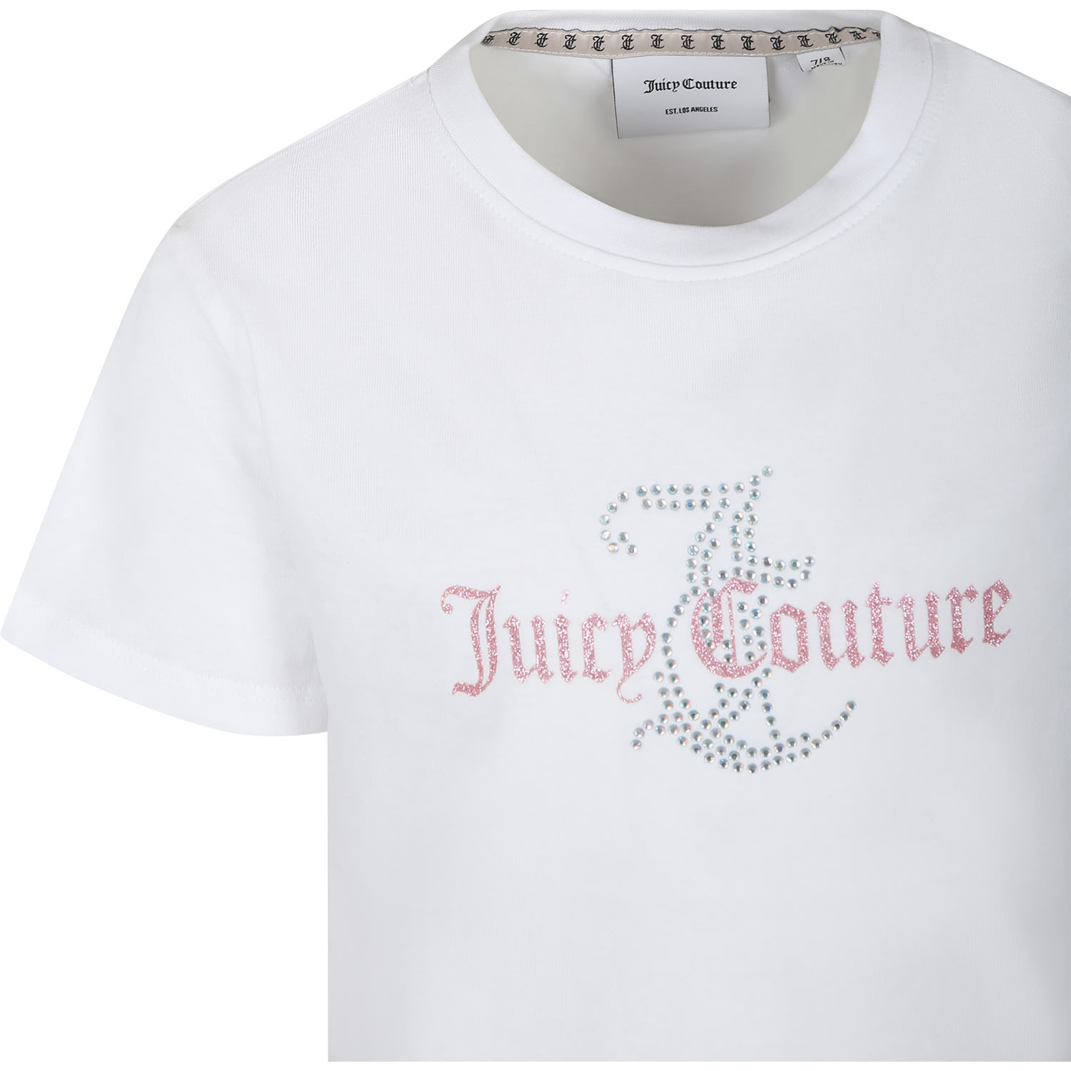 Shop Juicy Couture White T-shirt For Girl With Logo And Strass