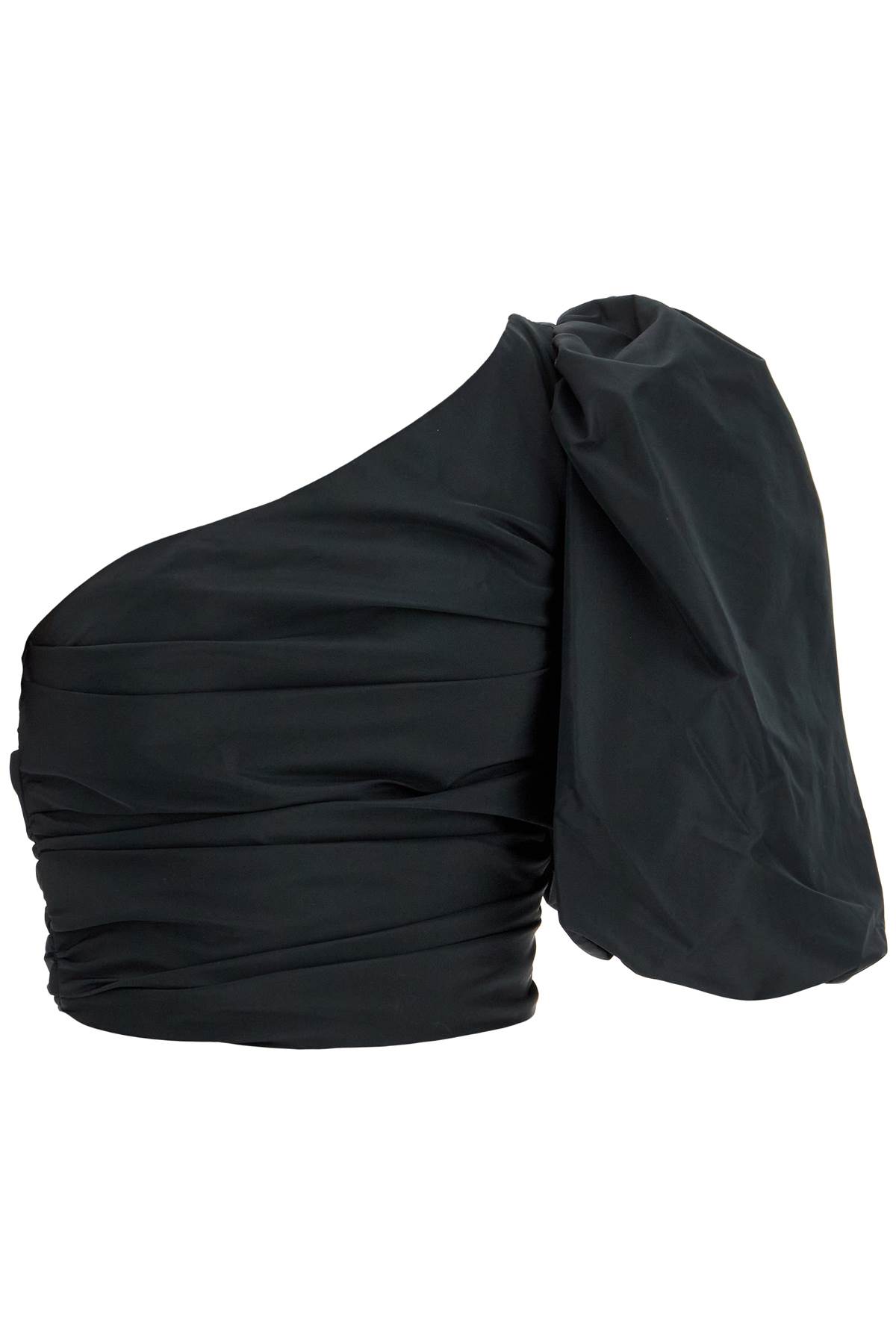 Pinko 'magnanina' Black One Shoulder Top With Ruffle Details In Techn Fabric Woman In Nero Limousine (black)