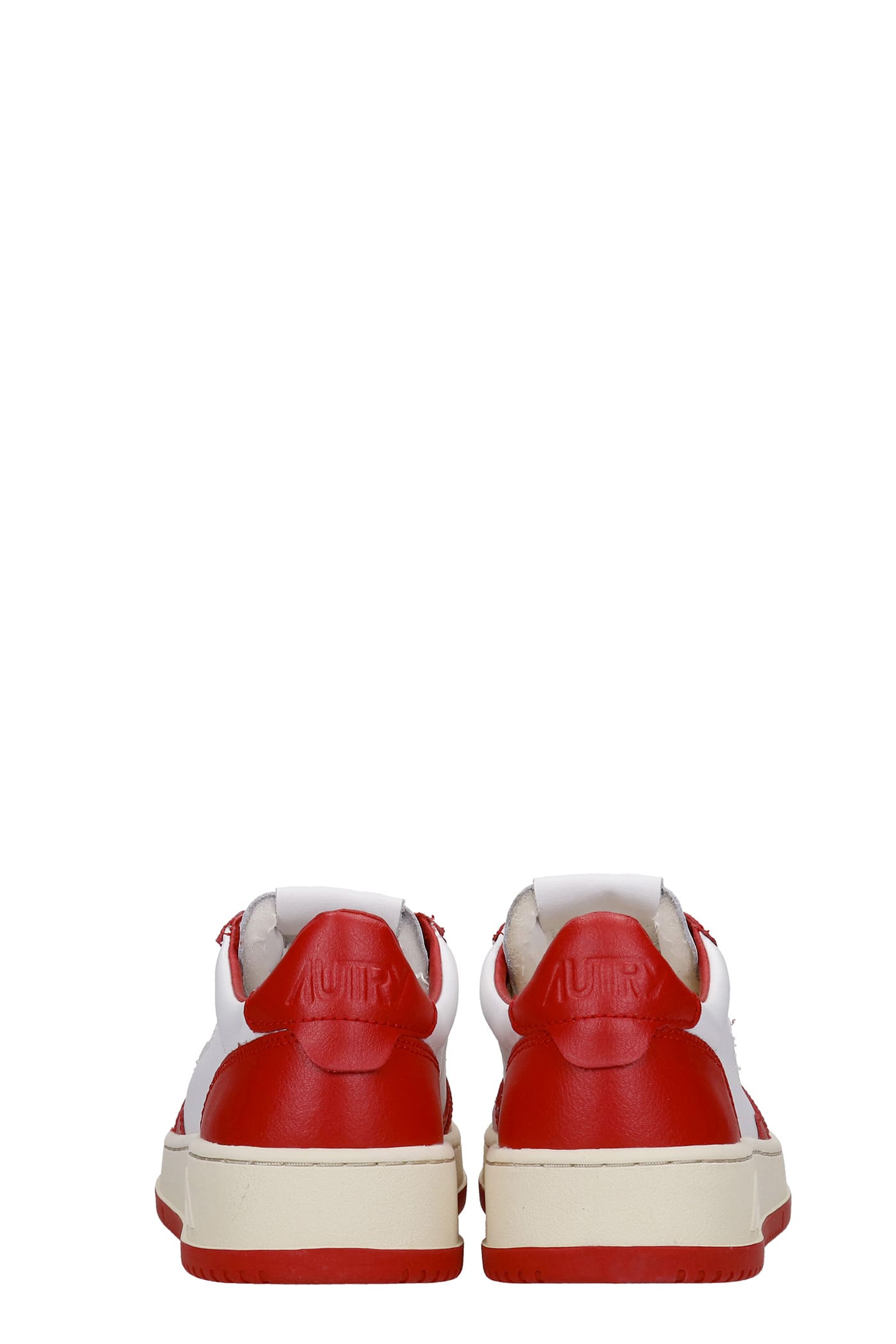 Shop Autry 01 Sneakers In White Leather In White/red
