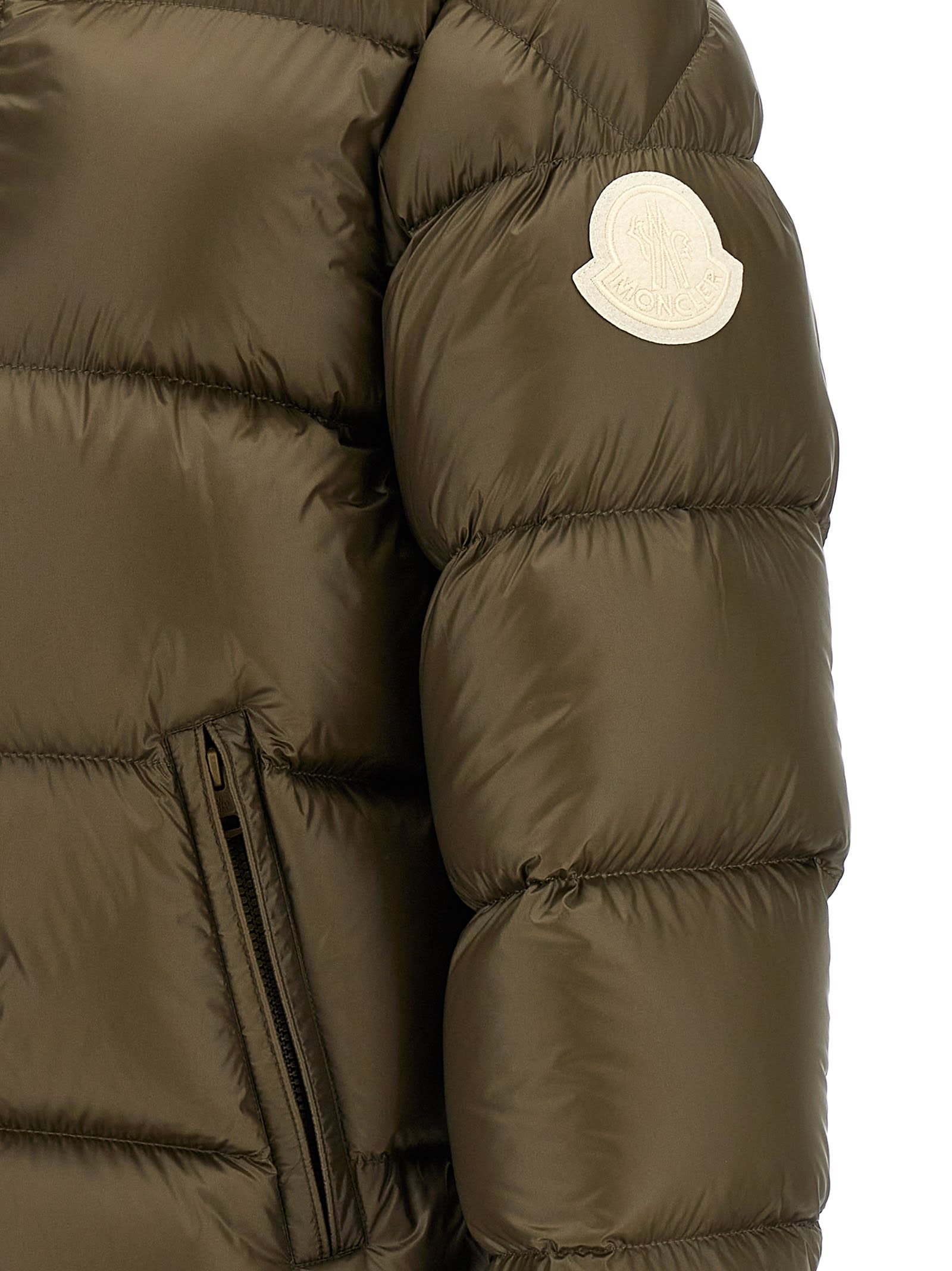 Shop Moncler Dervox Down Jacket In Brown