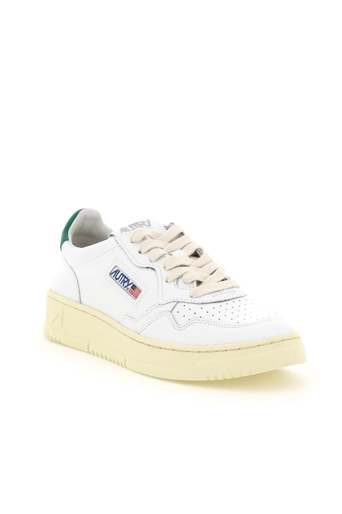 Autry Low-top Sneakers With Mixed Textures And Contrast Heel Tab In White