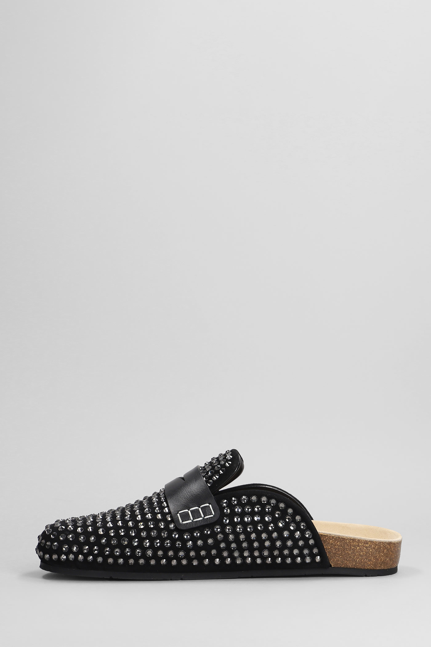 Shop Jw Anderson Loafer Crystal Slipper-mule In Black Suede