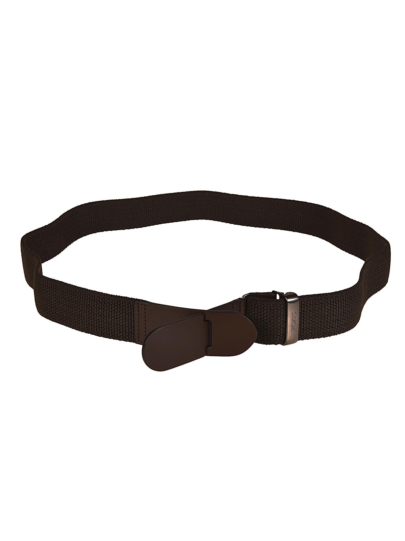 Tod's Belt In Canvas And Leather - Brown In Brown