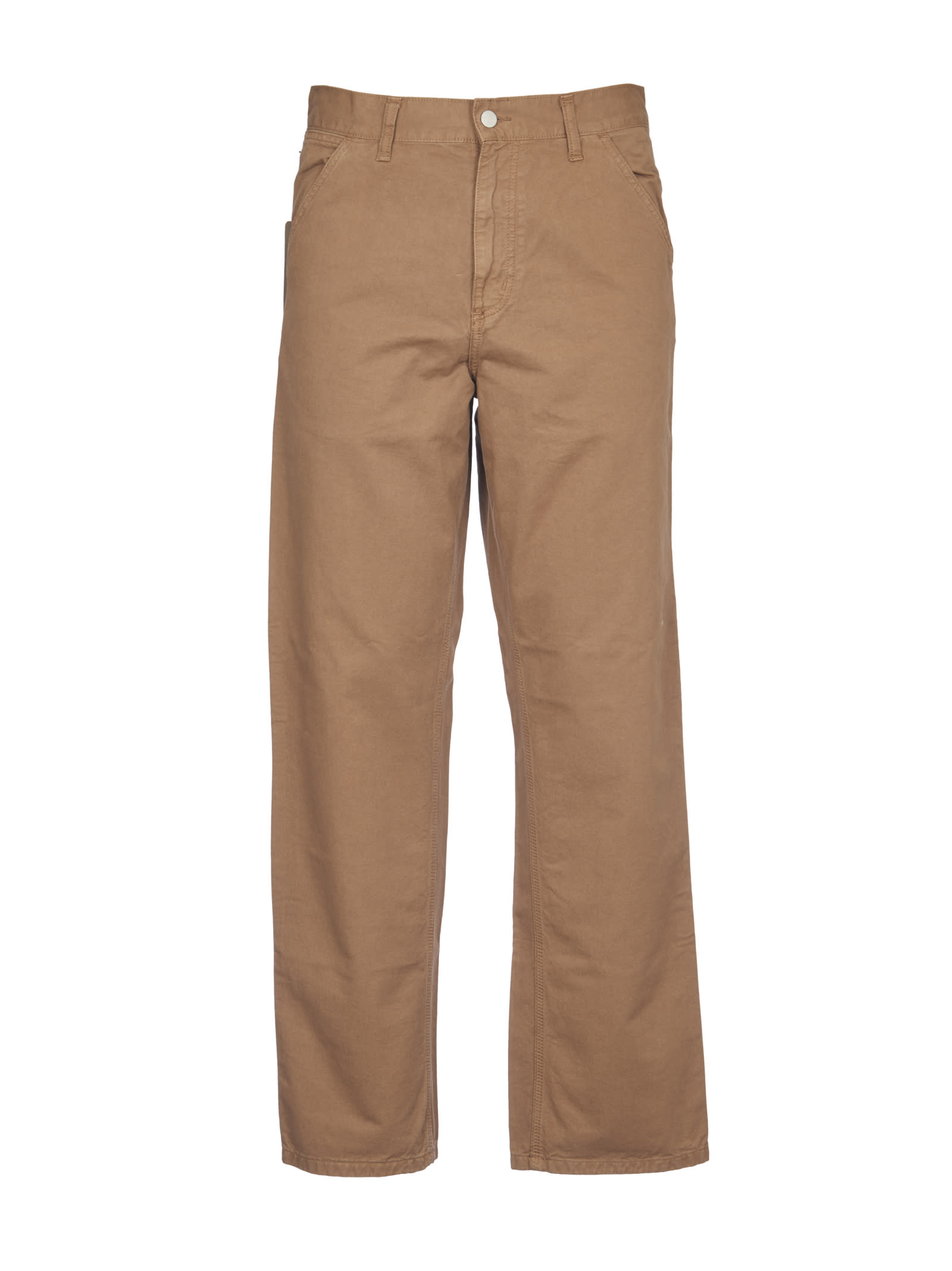 Carhartt Straight-leg Organic Cotton Trousers In Brown