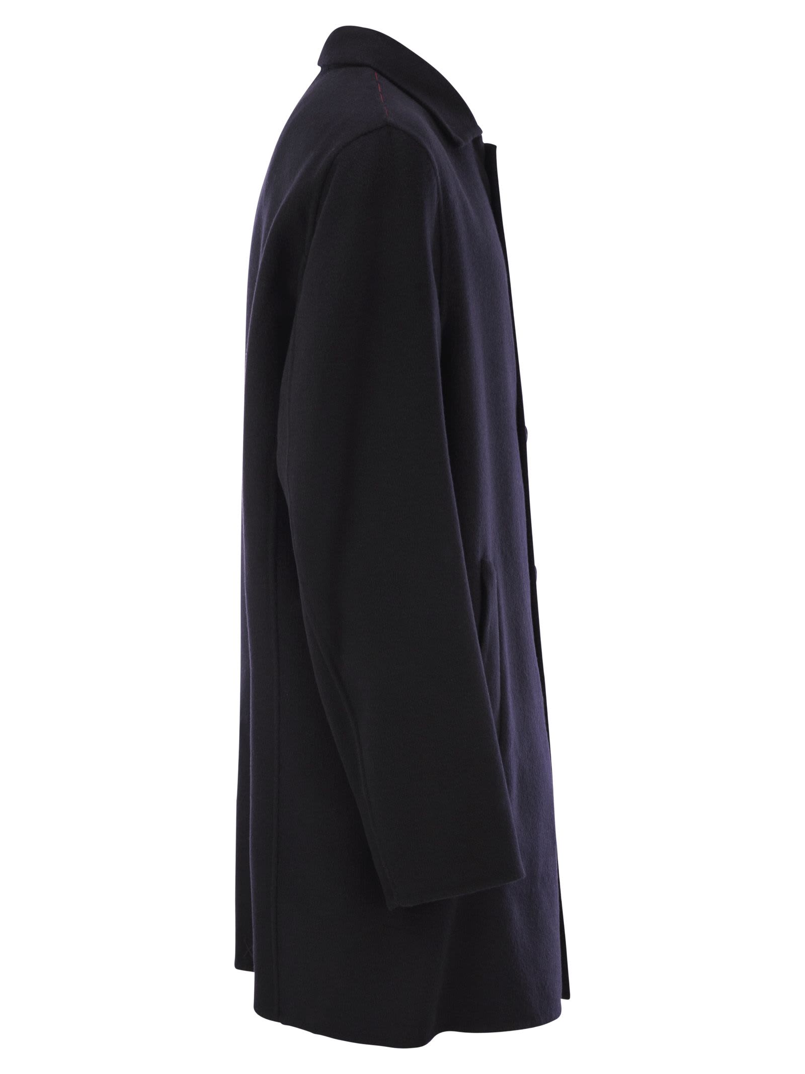 Shop Paltò Alfredo - Wool-blend Coat In Navy