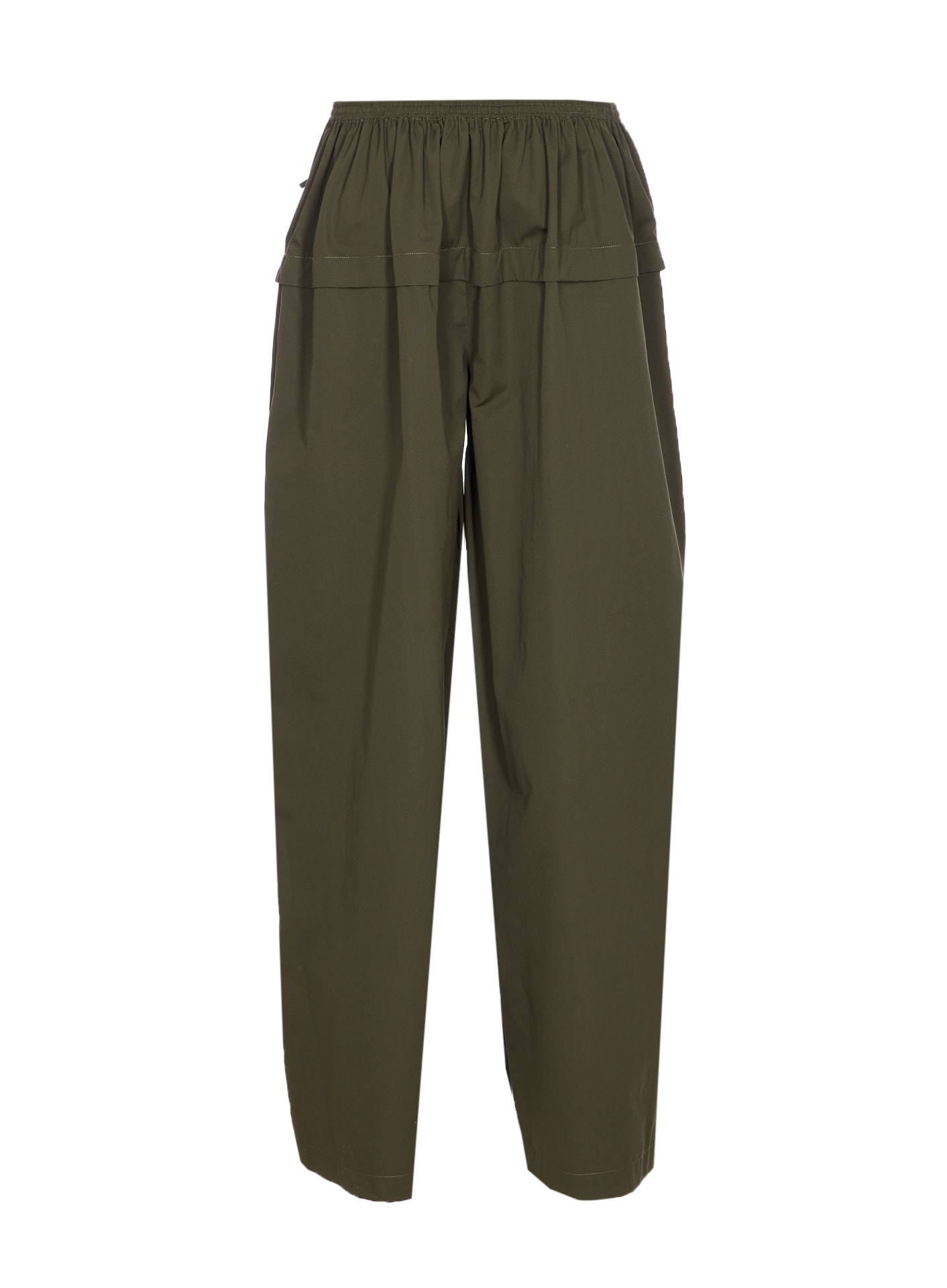 Alaïa Womens Olive Peplum Wide-leg Cotton-poplin Trousers In Green