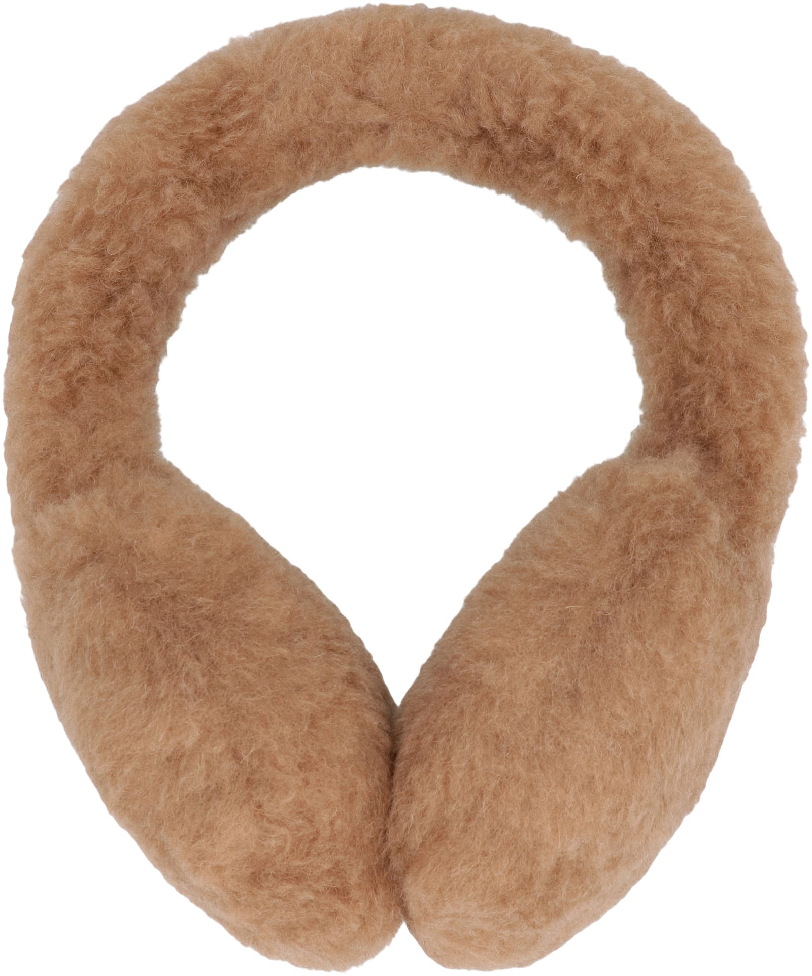 Max Mara Muffy Earmuff Monogram Wool Silk Blend In Brown