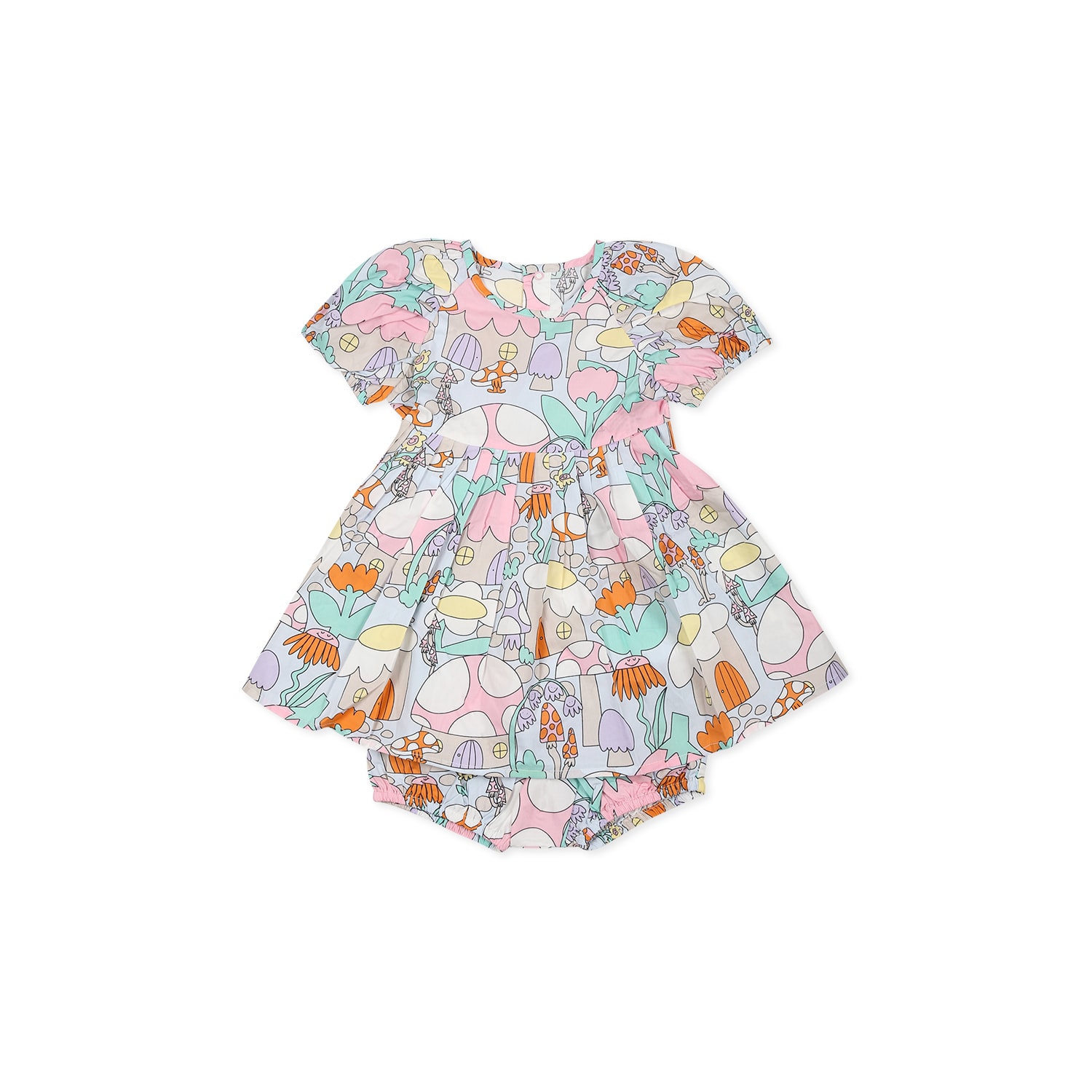 Stella Mccartney Light Blue Dress For Baby Girl With Flowers In Light Blue