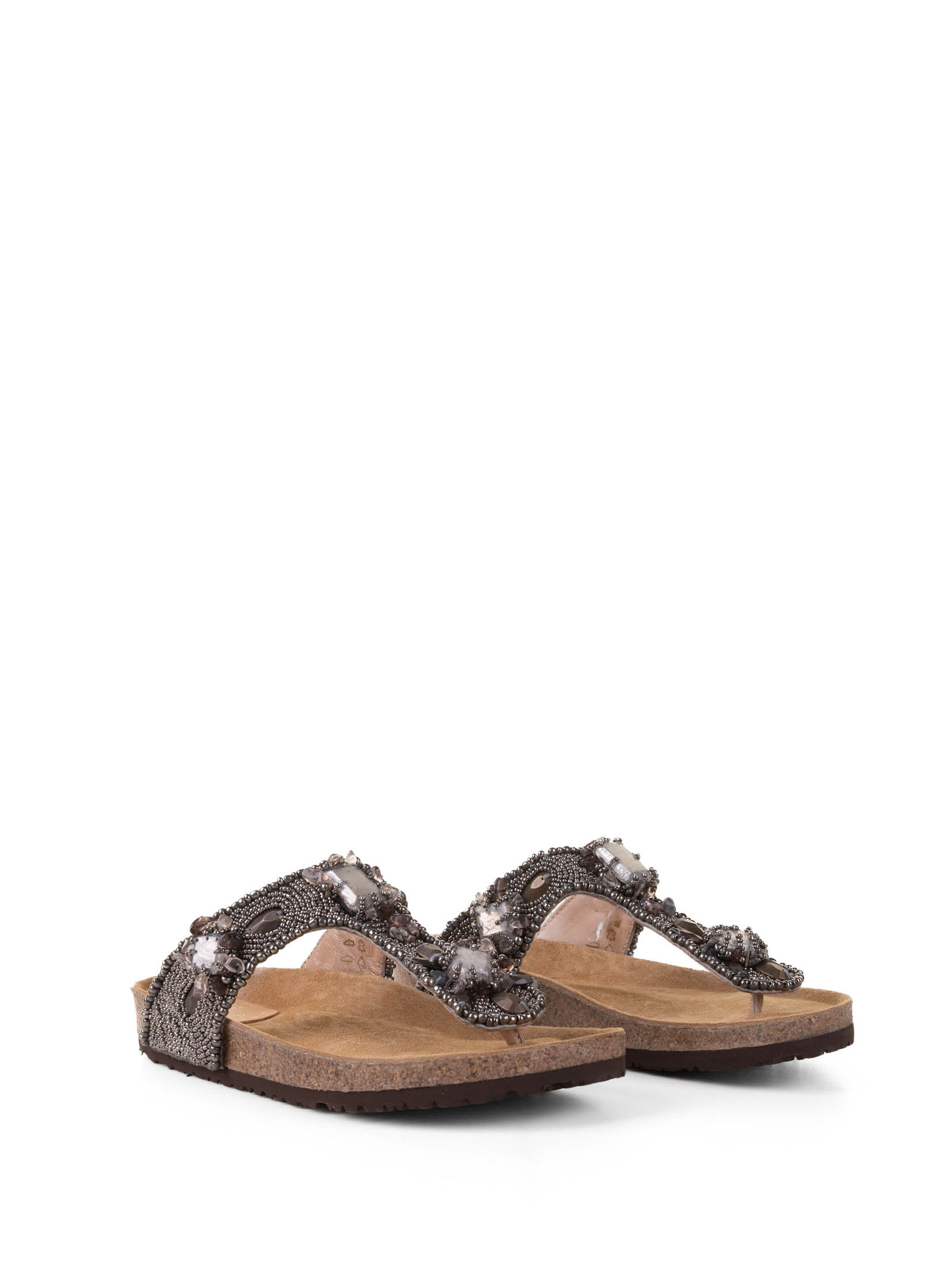 Shop Maliparmi Flip-flop Sandal With Bijoux Embroidery In Argento