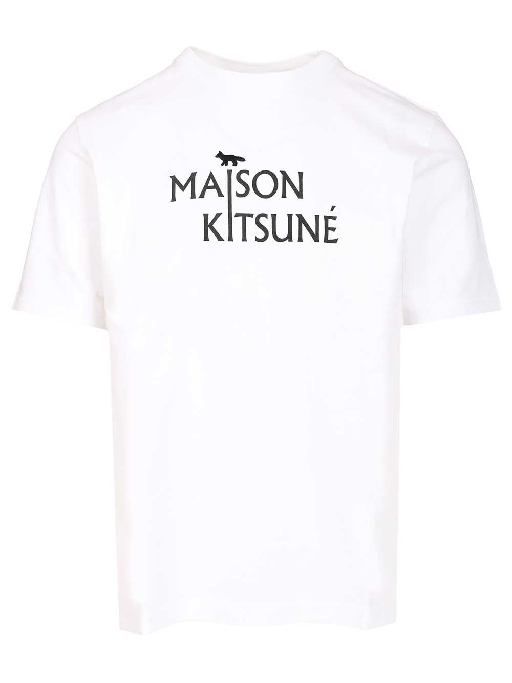 Maison Kitsuné White T-shirt With Logo Print In White