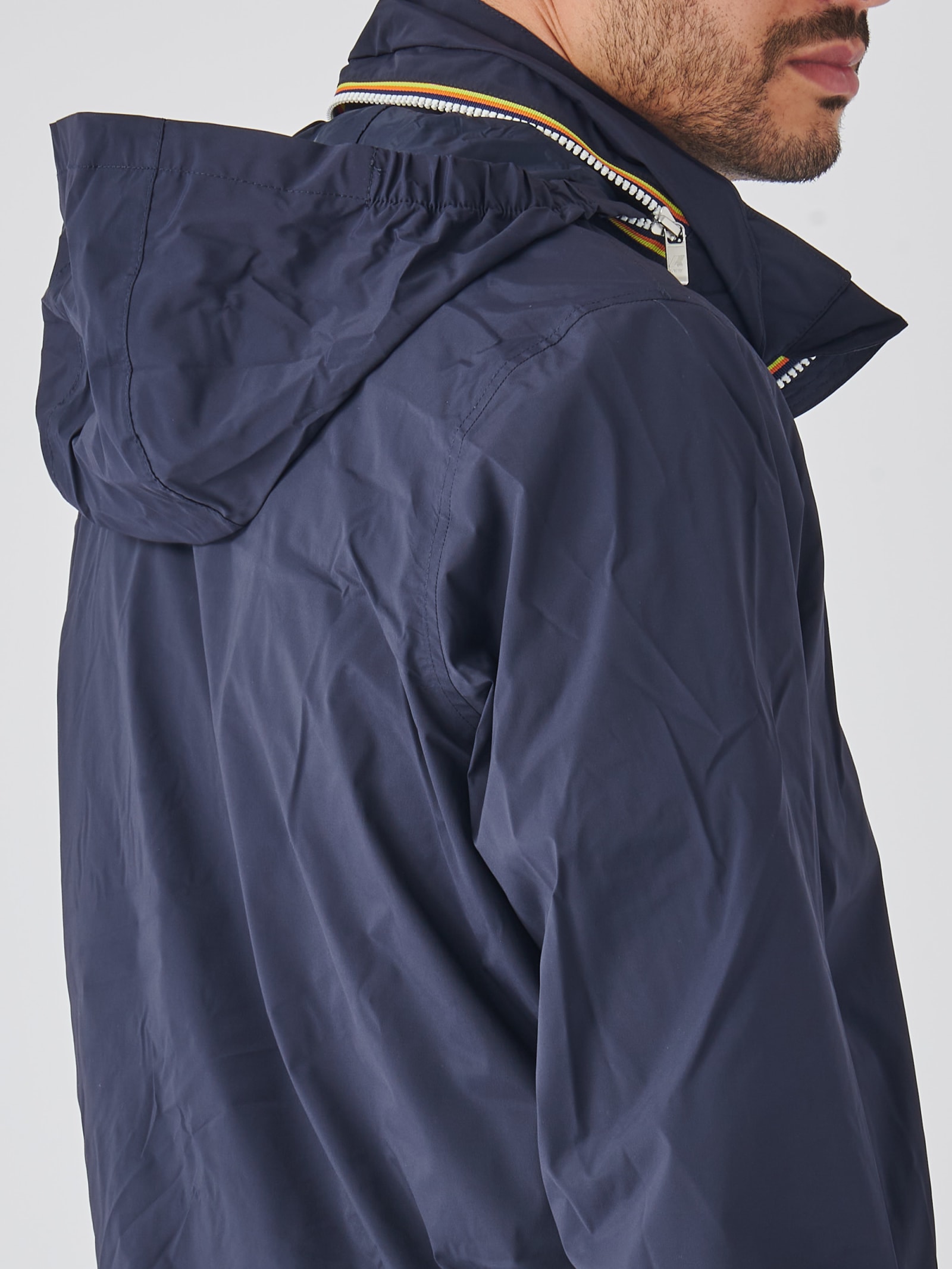 Shop K-way Amauri Stretch Nylon Jersey Jacket In Blu