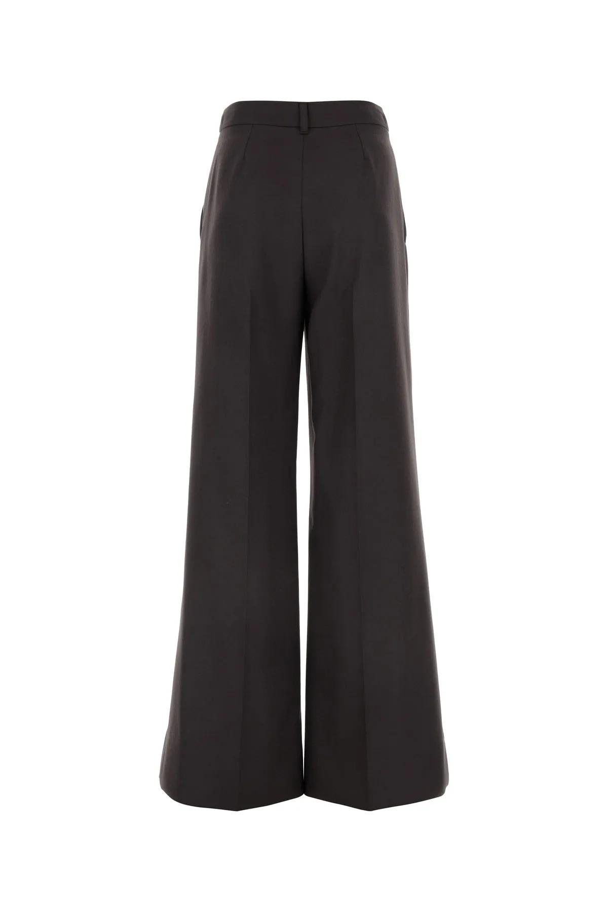 Shop Stella Mccartney Chocolate Flannel Wide-leg Pant In Marrone