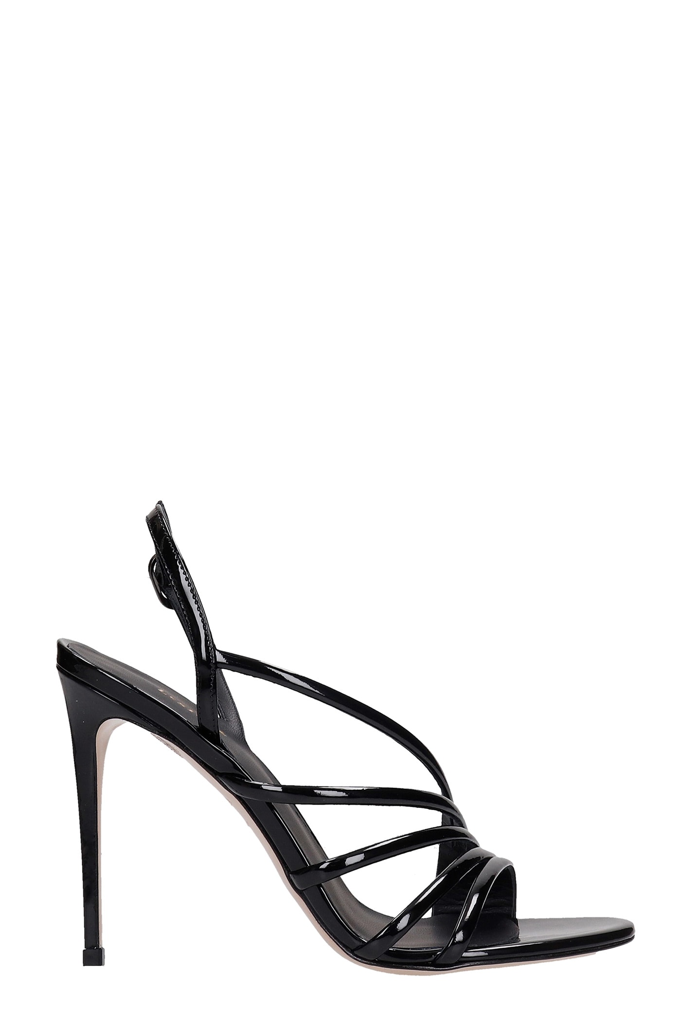 Le Silla Scarlet Sandals In Black Patent Leather