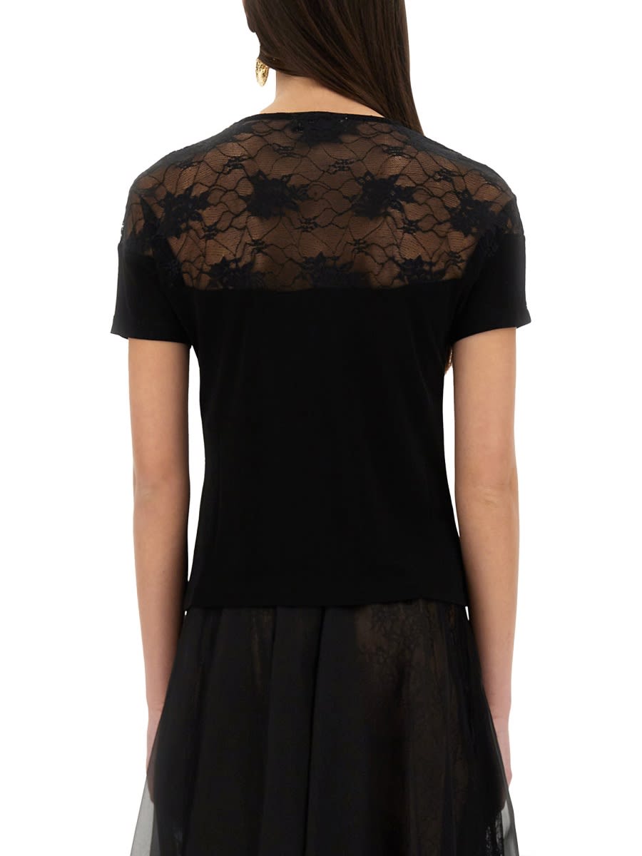 Nina Ricci Slim-fit Top With Delicate Lace Insert In Black