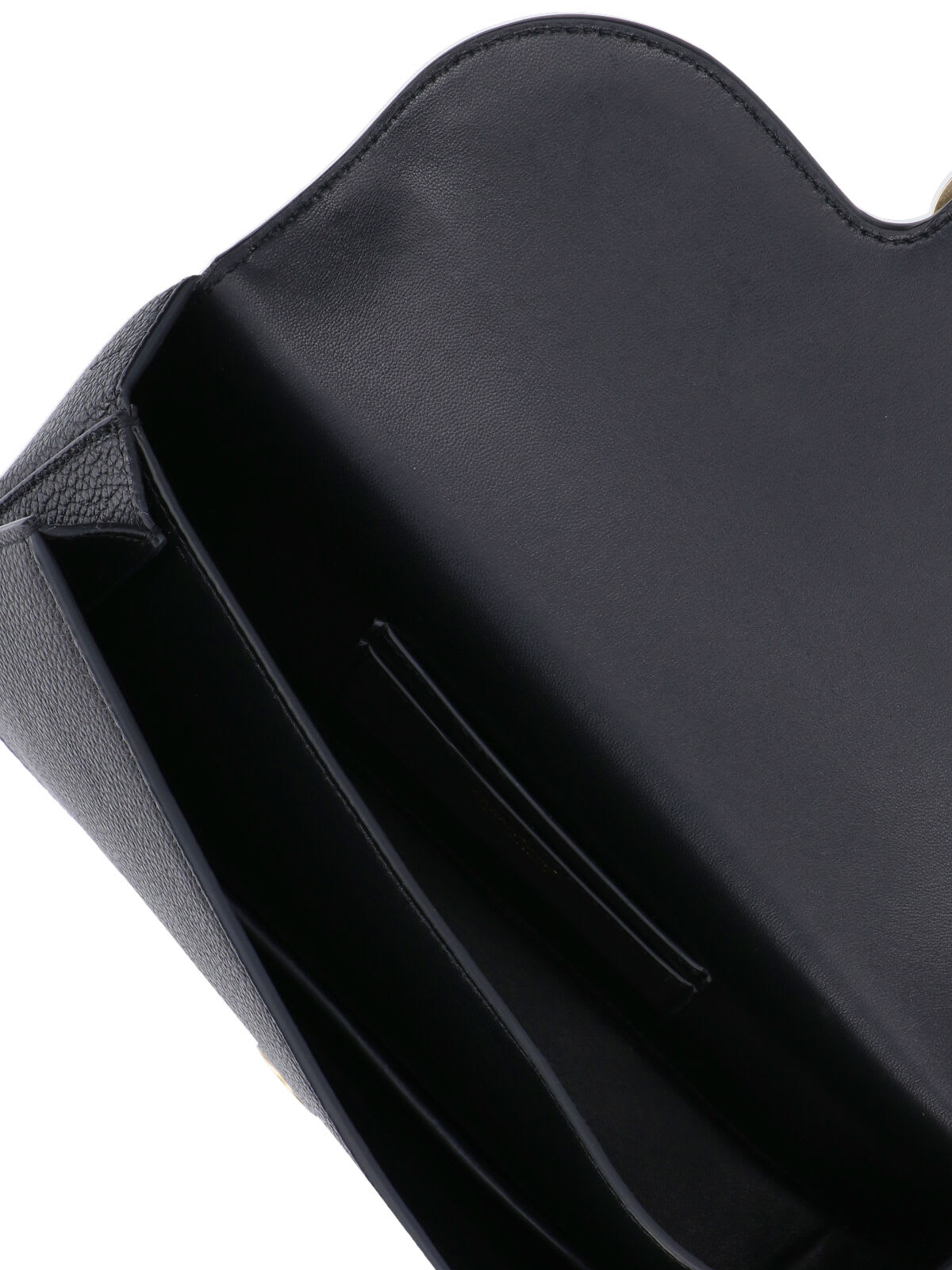 Ferragamo Rectangular Black Textured Leather Shoulder Bag With Magnetic Closure In Black