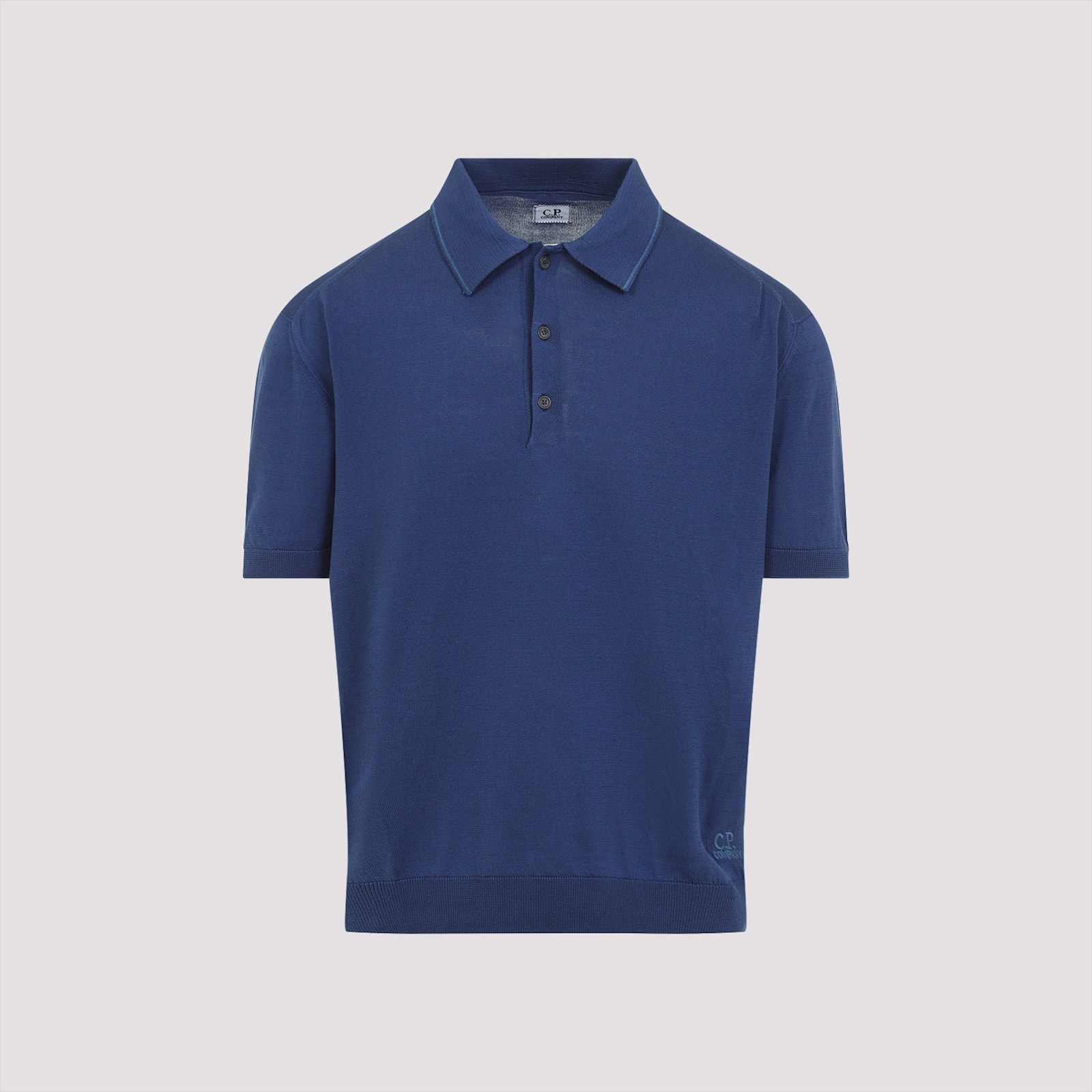 C.p. Company C.p.company Buttoned Knit Polo In Oceana