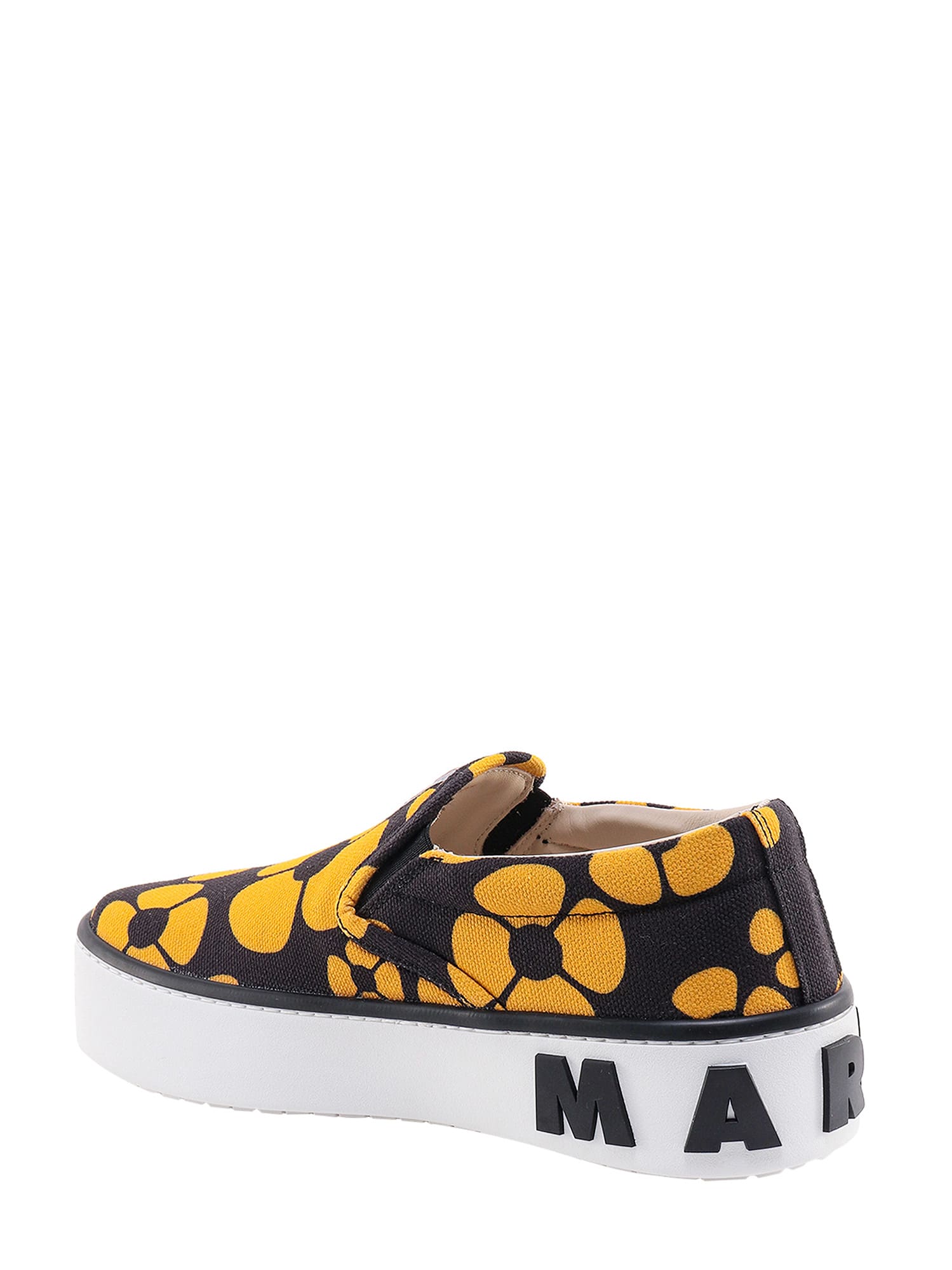 Marni Printed Slip On Sneakers In Black