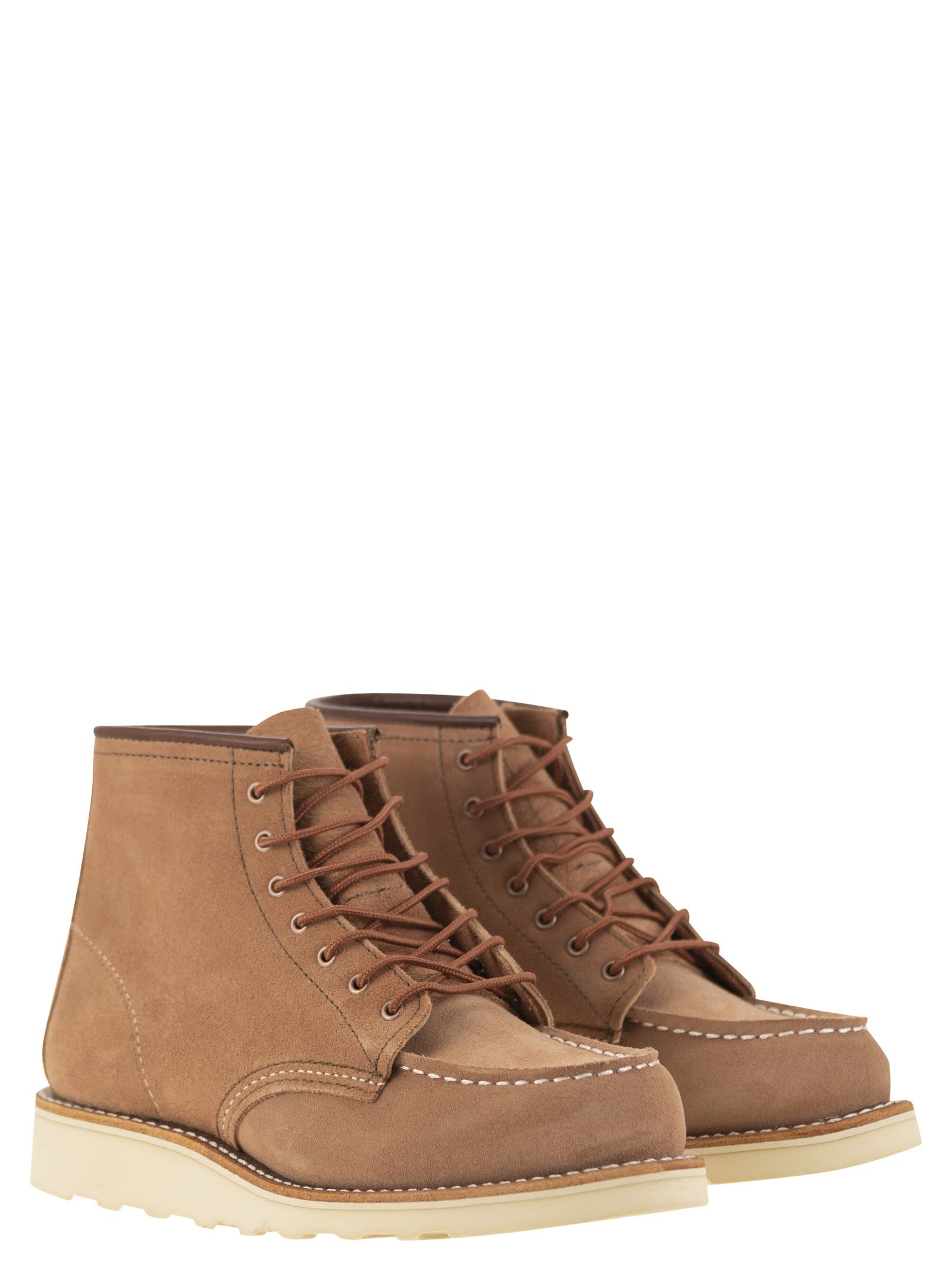 Shop Red Wing Classic Moc - Suede Ankle Boot In Beige