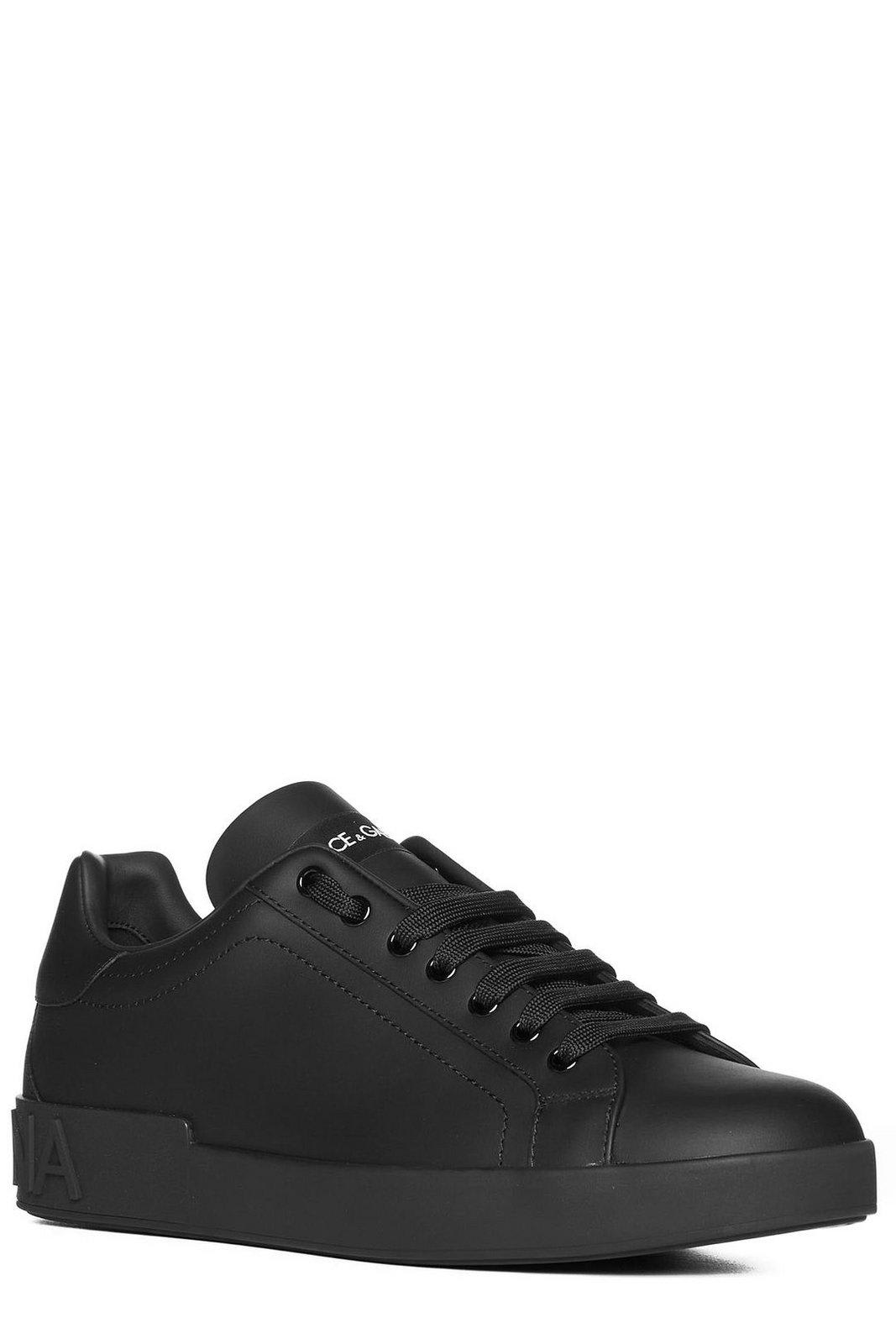Shop Dolce & Gabbana Portofino Lace-up Sneakers In Black