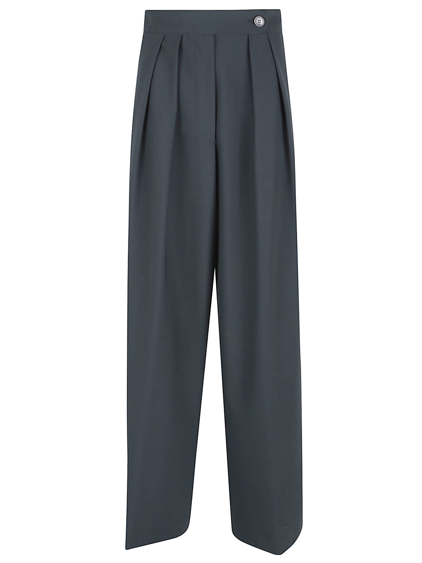 Dries Van Noten High Waist Pleated Wide Leg Trousers In Blue