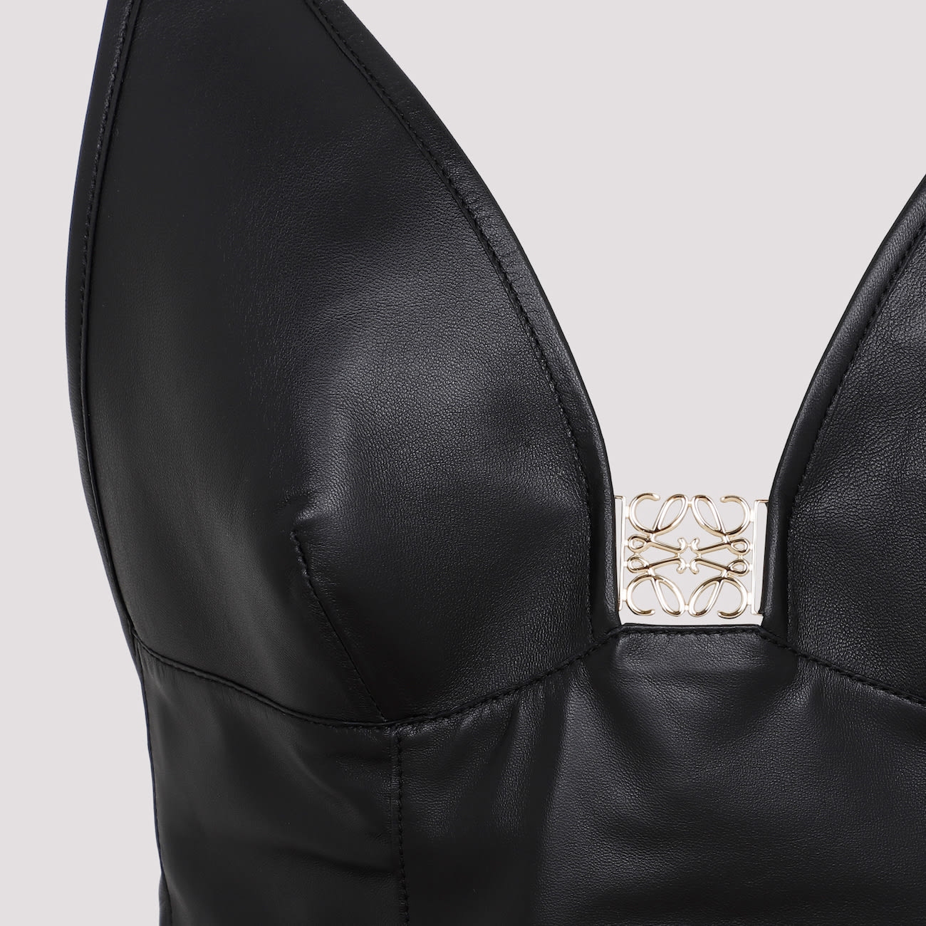 Loewe Anagram Midi Leather Dress In Black